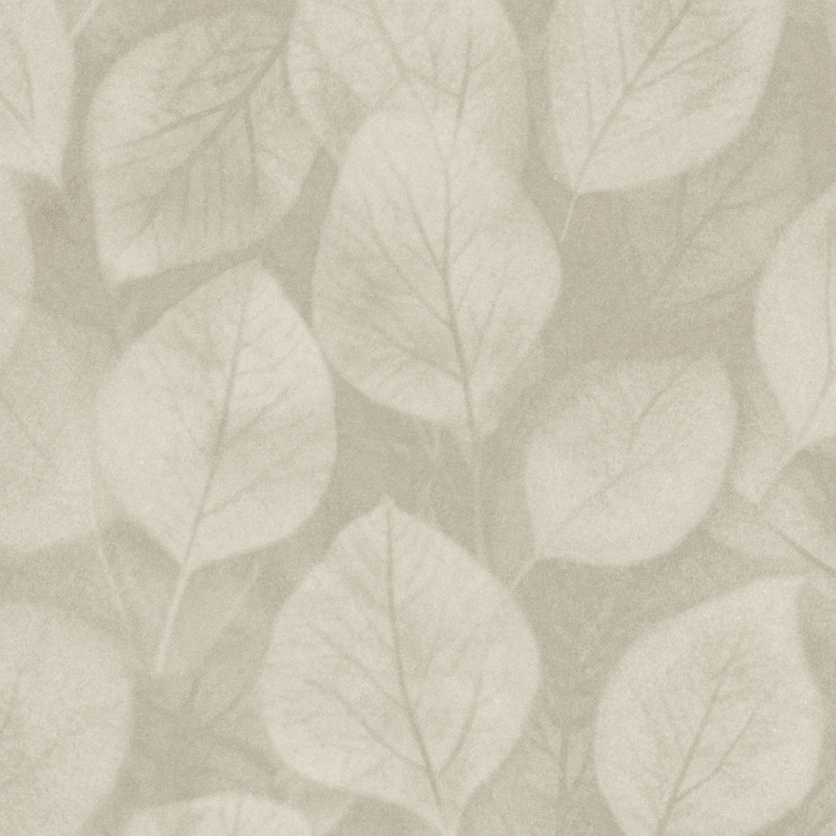 Farmhouse Camo wallpaper with taupe leaf motifs and warm grey tones.