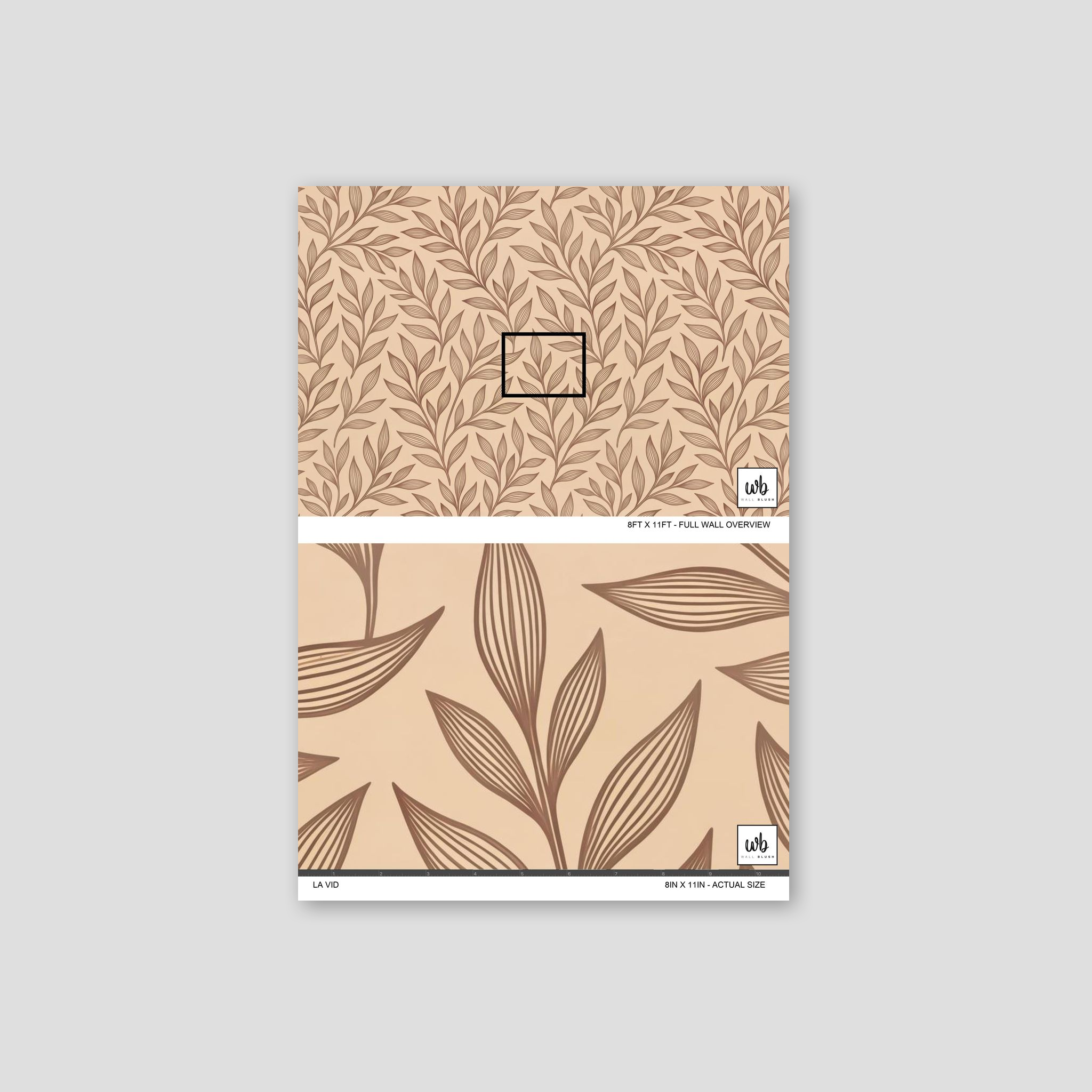 La Vid wallpaper with brown vines on beige background, botanical pattern sample.