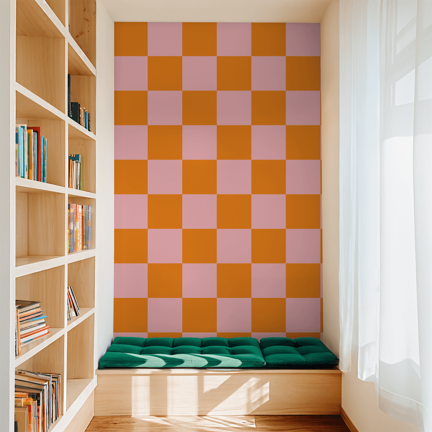 Simply Checker (Pink & Orange) Wallpaper