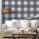 Simply Gingham Large (Navy) Wallpaper - 8 FT H X 11 FT W LUXE sample