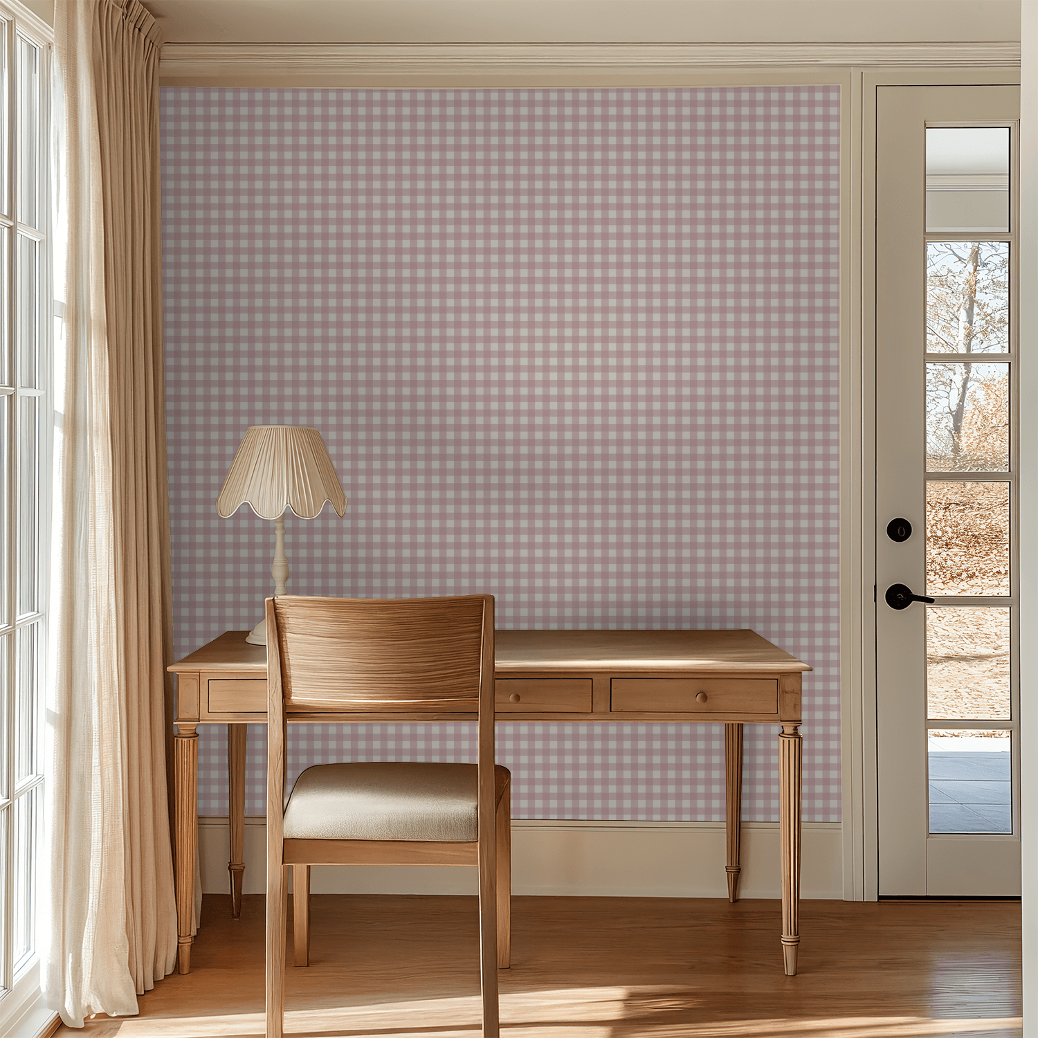 Simply Gingham Small (Mauve) Wallpaper