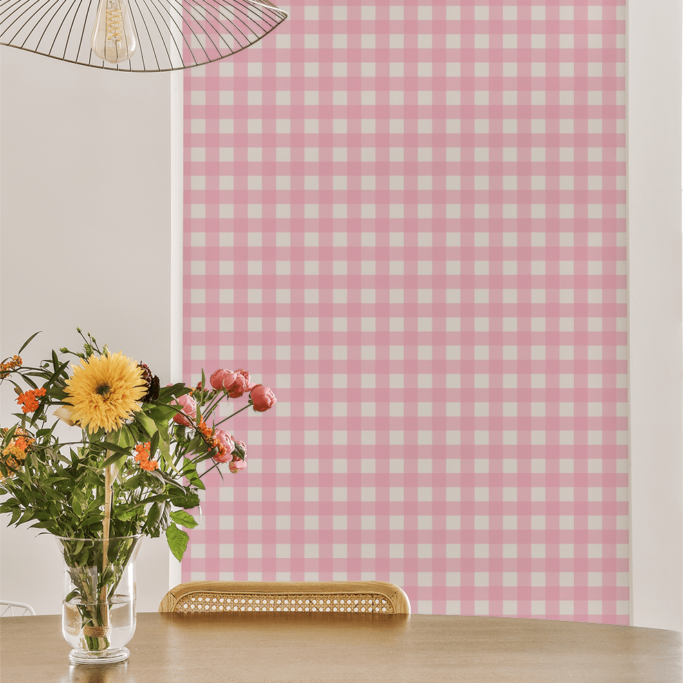 Simply Gingham Small (Pink) Wallpaper