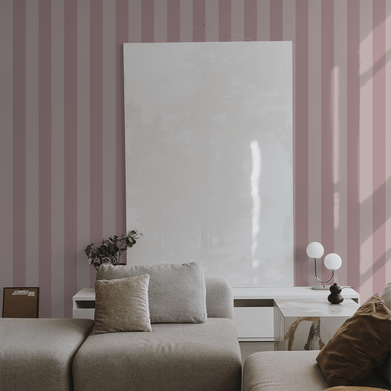 Simply Stripes (Mauve) Wallpaper - 10 FT H X 10 FT W Peel and Stick