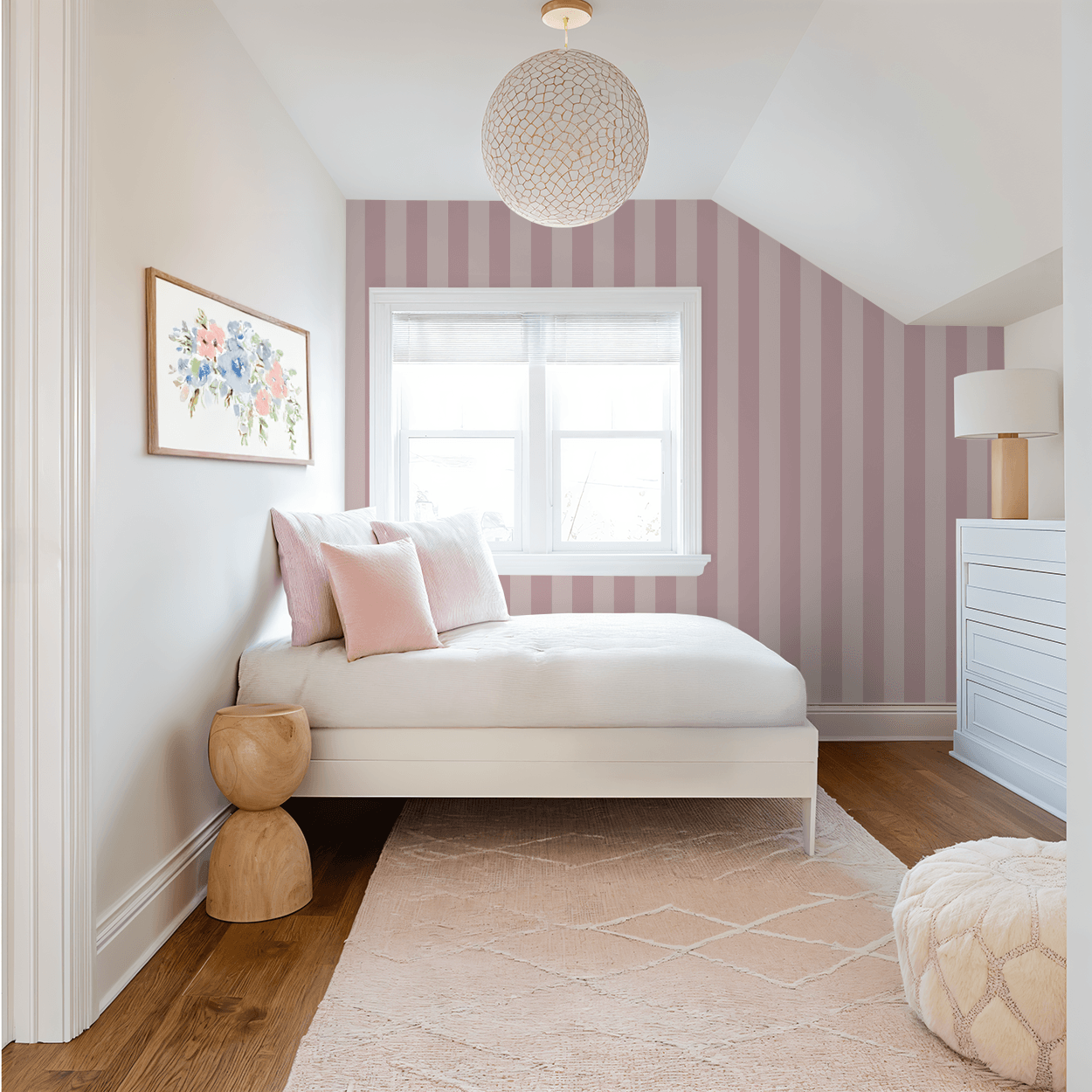 Simply Stripes (Mauve) Wallpaper - 10 FT H X 10 FT W Peel and Stick