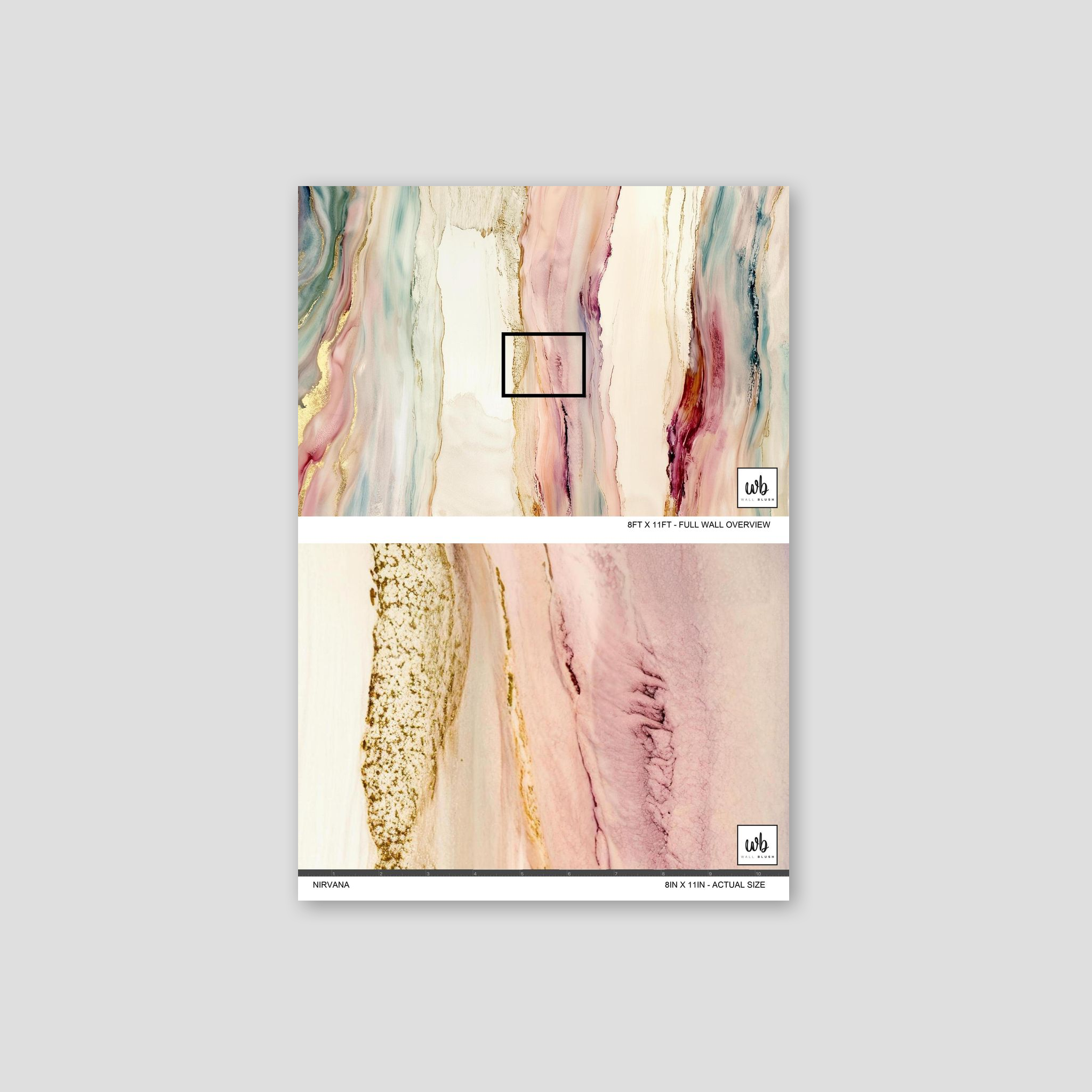Abstract wallpaper with flowing colors and gold accents, Nirvana design sample.