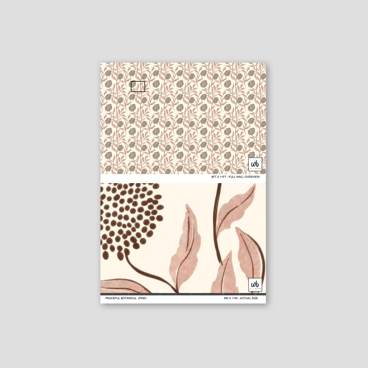 Peaceful Botanical pink wallpaper with delicate floral pattern and muted colors