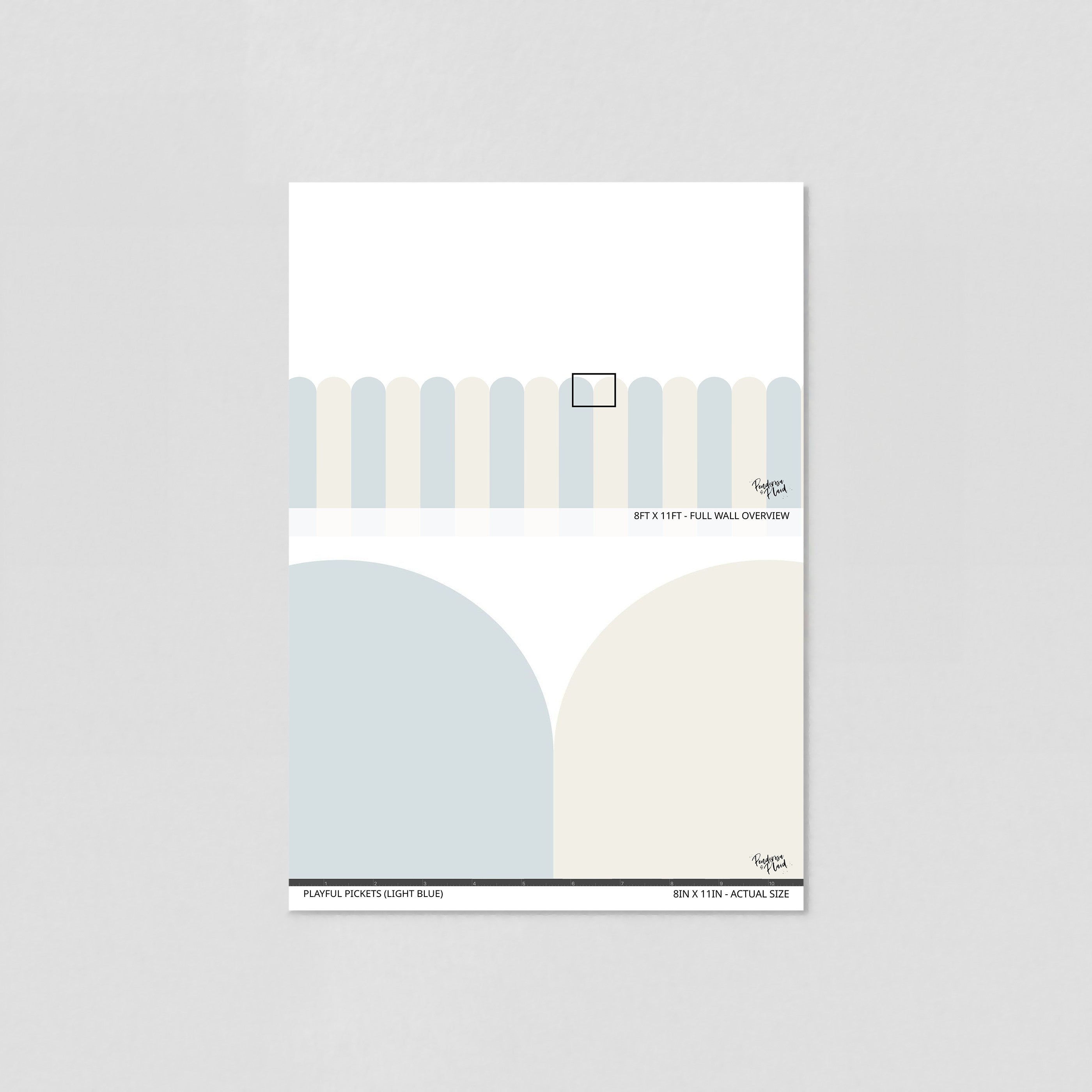 Playful Pickets (Light Blue) Wallpaper - 4 FT H X 42.75 FT W LUXE P&S