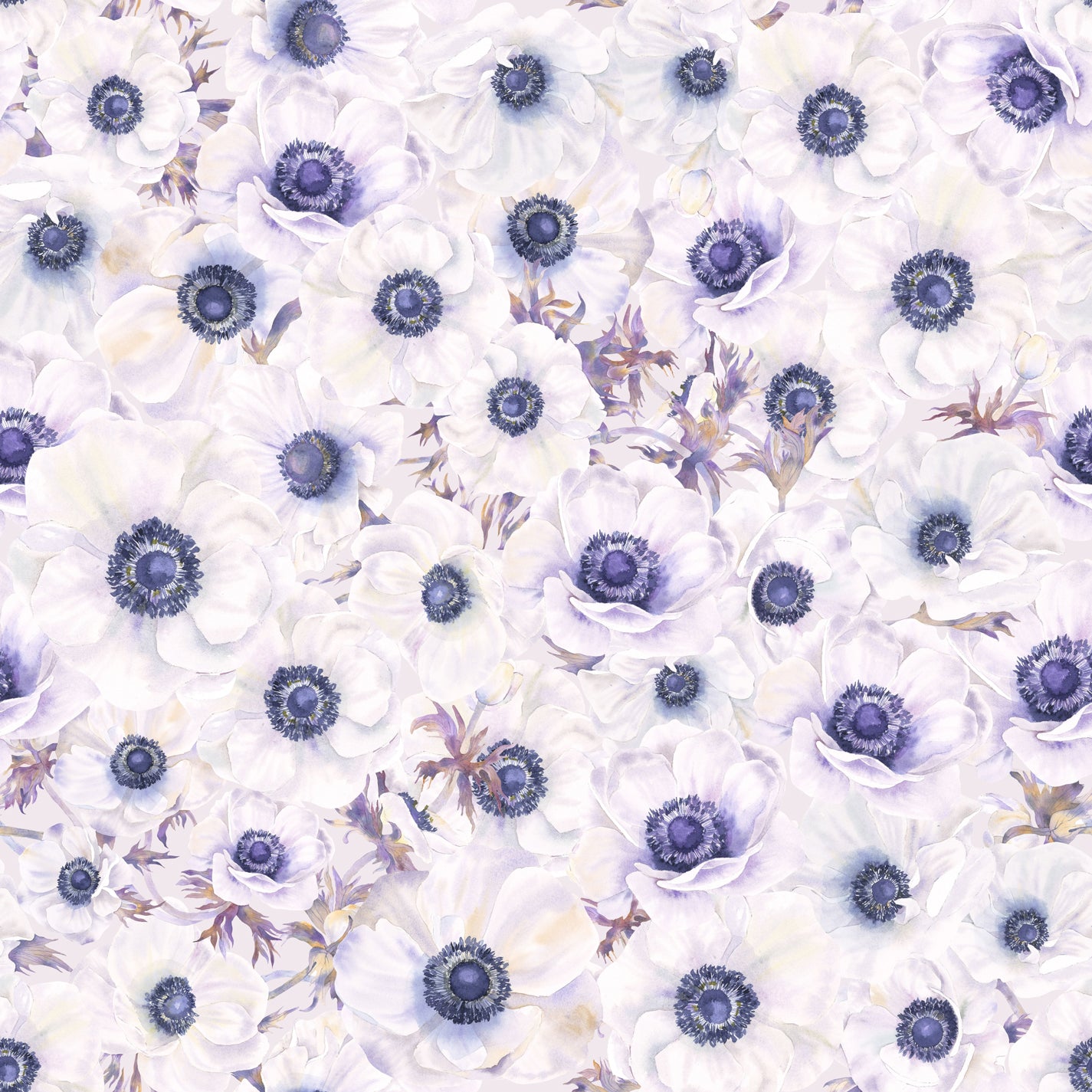 "Fleur Blanche Wallpaper by Wall Blush, elegant floral design for modern living room decor focus."