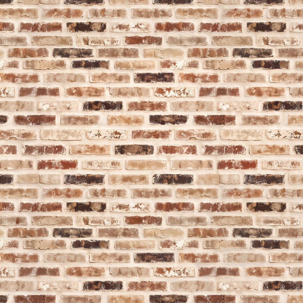 Rustic brick pattern wallpaper with terracotta and beige tones.