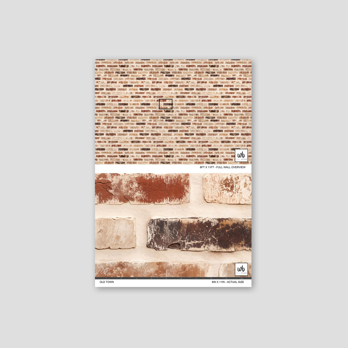 Rustic brick wallpaper with terracotta and beige tones, Old Town design.