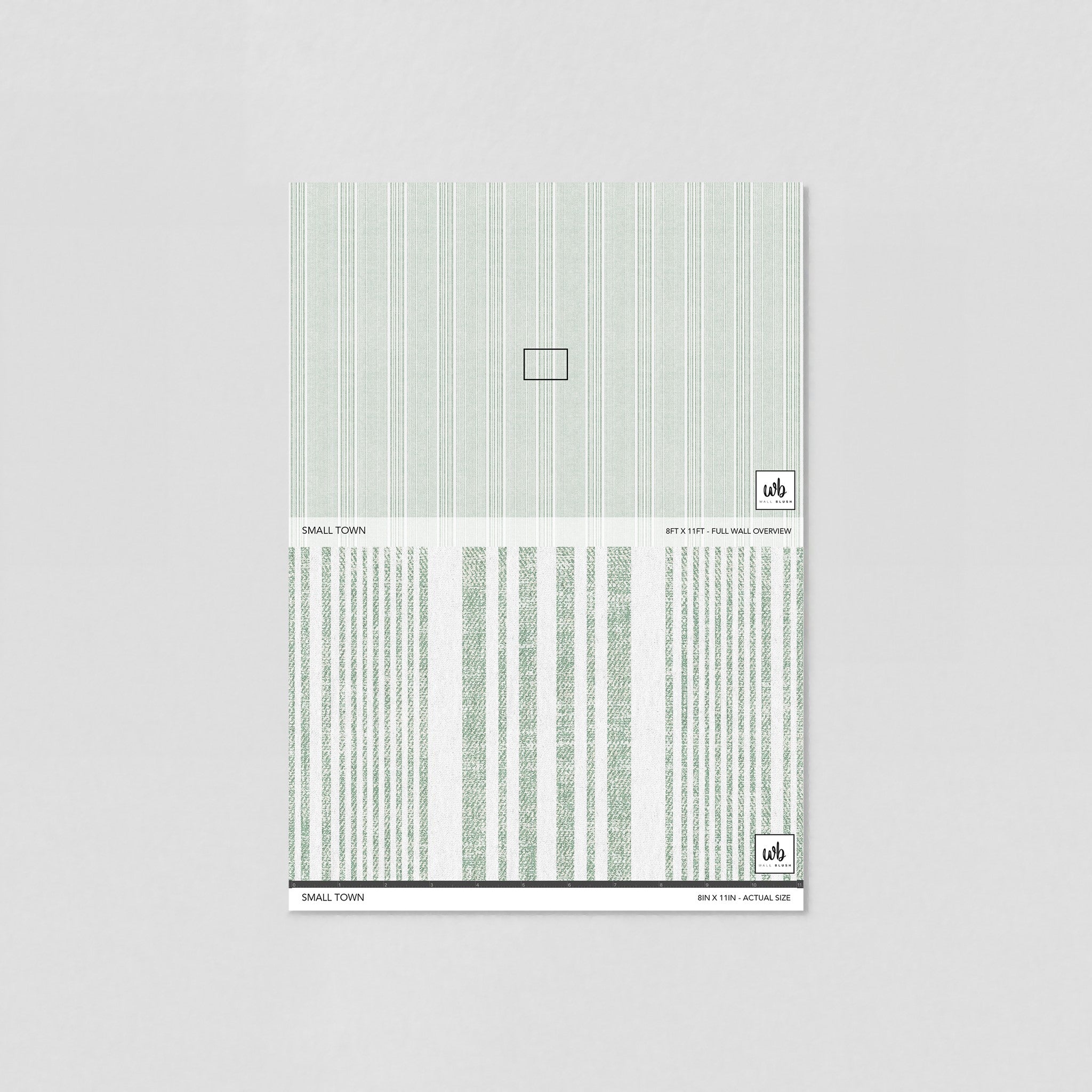 "Wall Blush's Small Town Wallpaper sample piece highlighting the design for living room décor focus."