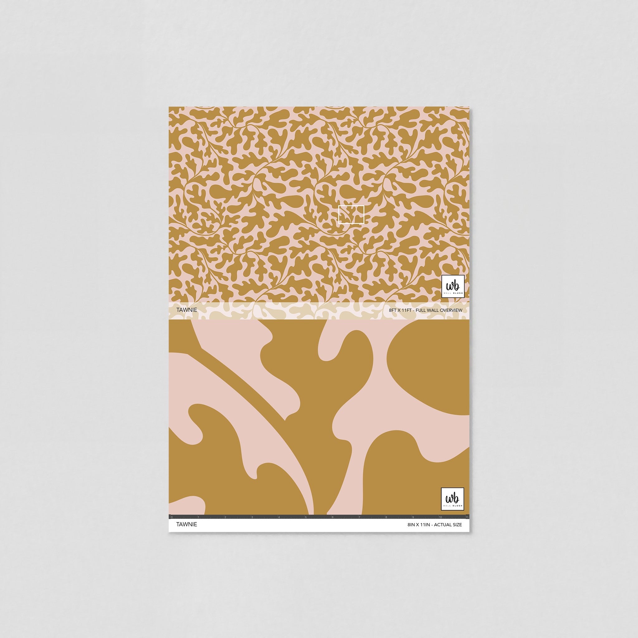"Tawnie Wallpaper sample from Wall Blush showcasing design, perfect for enhancing living room walls."