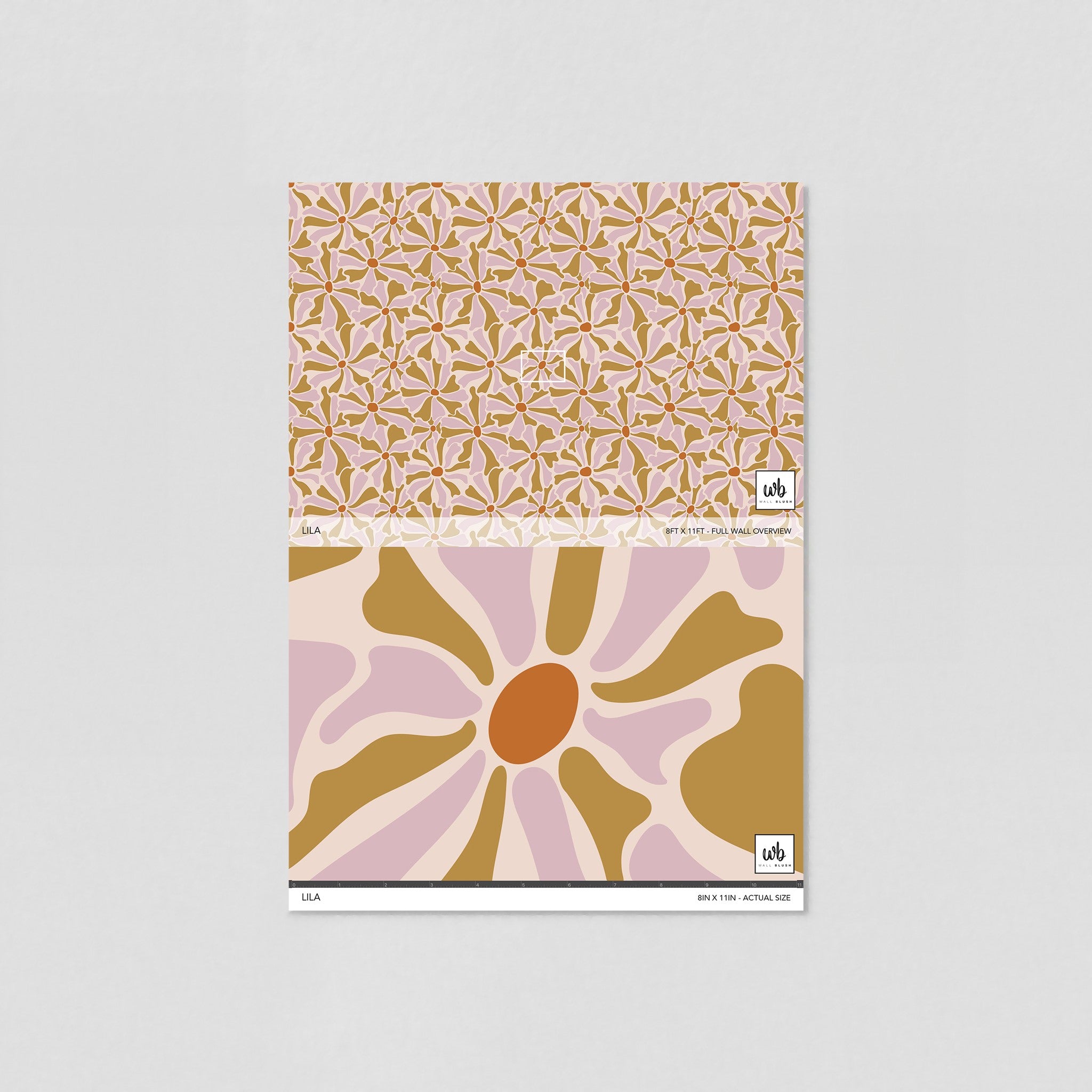 "Lila Wallpaper by Wall Blush in elegant bedroom setting, showcasing stylish floral pattern design focus."