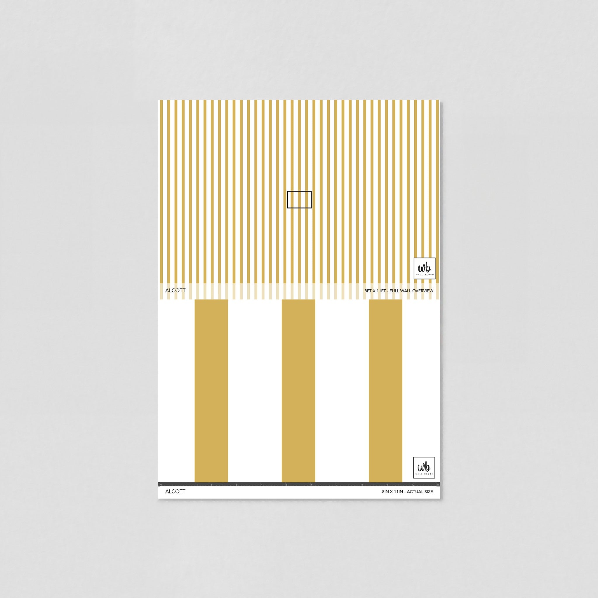 "Alcott Wallpaper by Wall Blush in a modern room, showcasing striped pattern focus for stylish interiors."