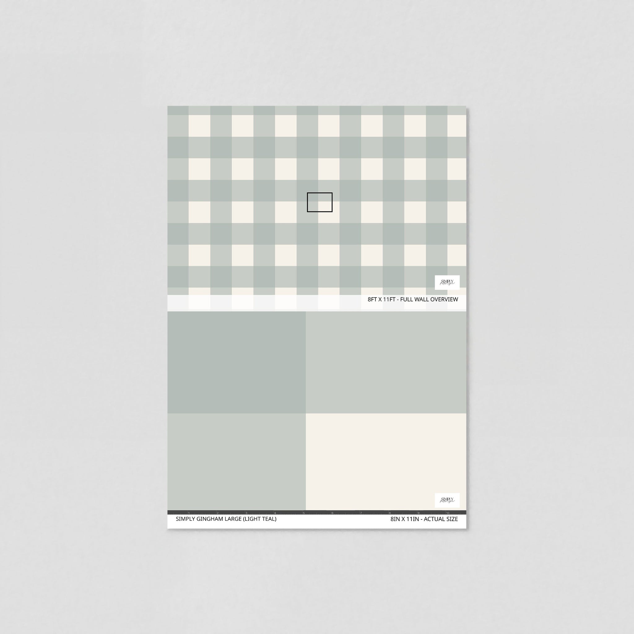 Simply Gingham Large (Light Teal) Wallpaper