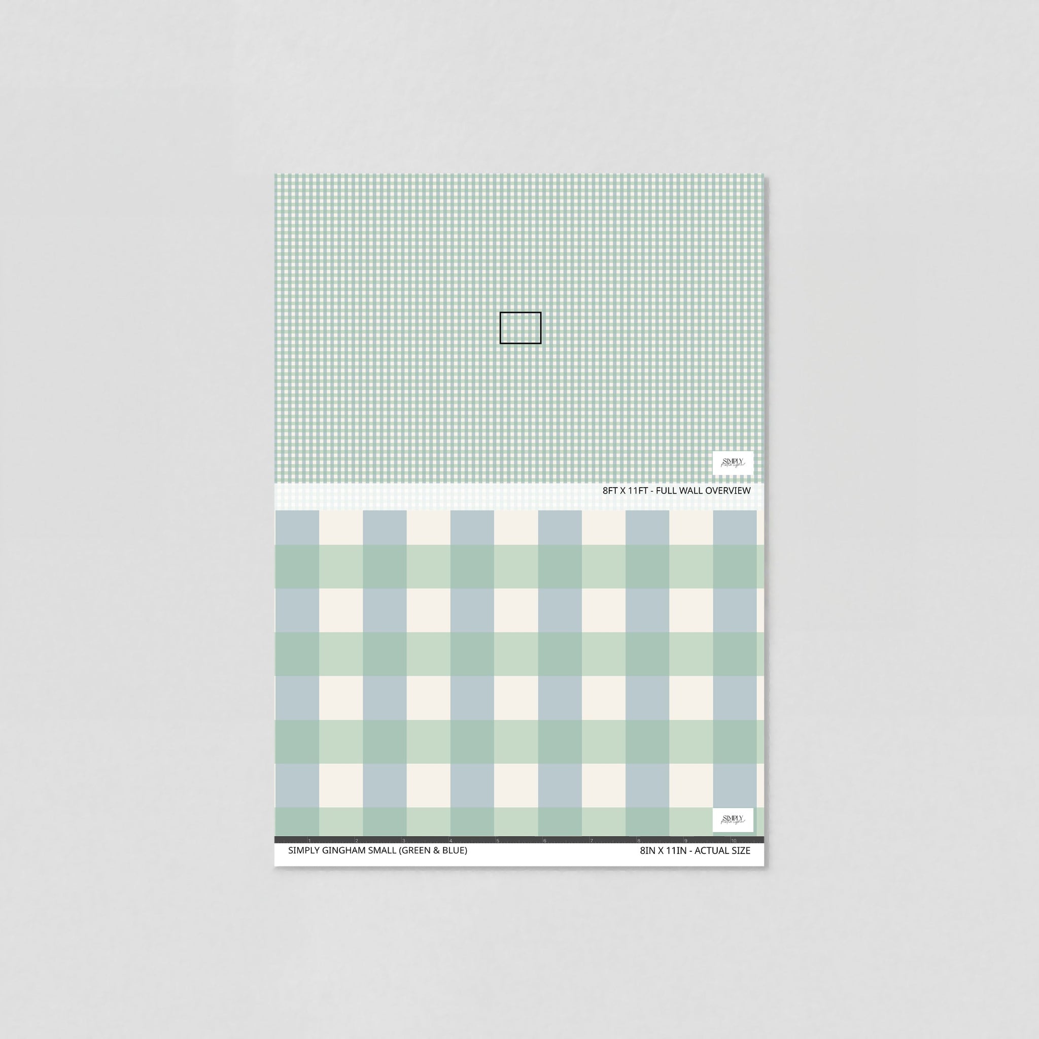 Simply Gingham Small (Green & Blue) Wallpaper