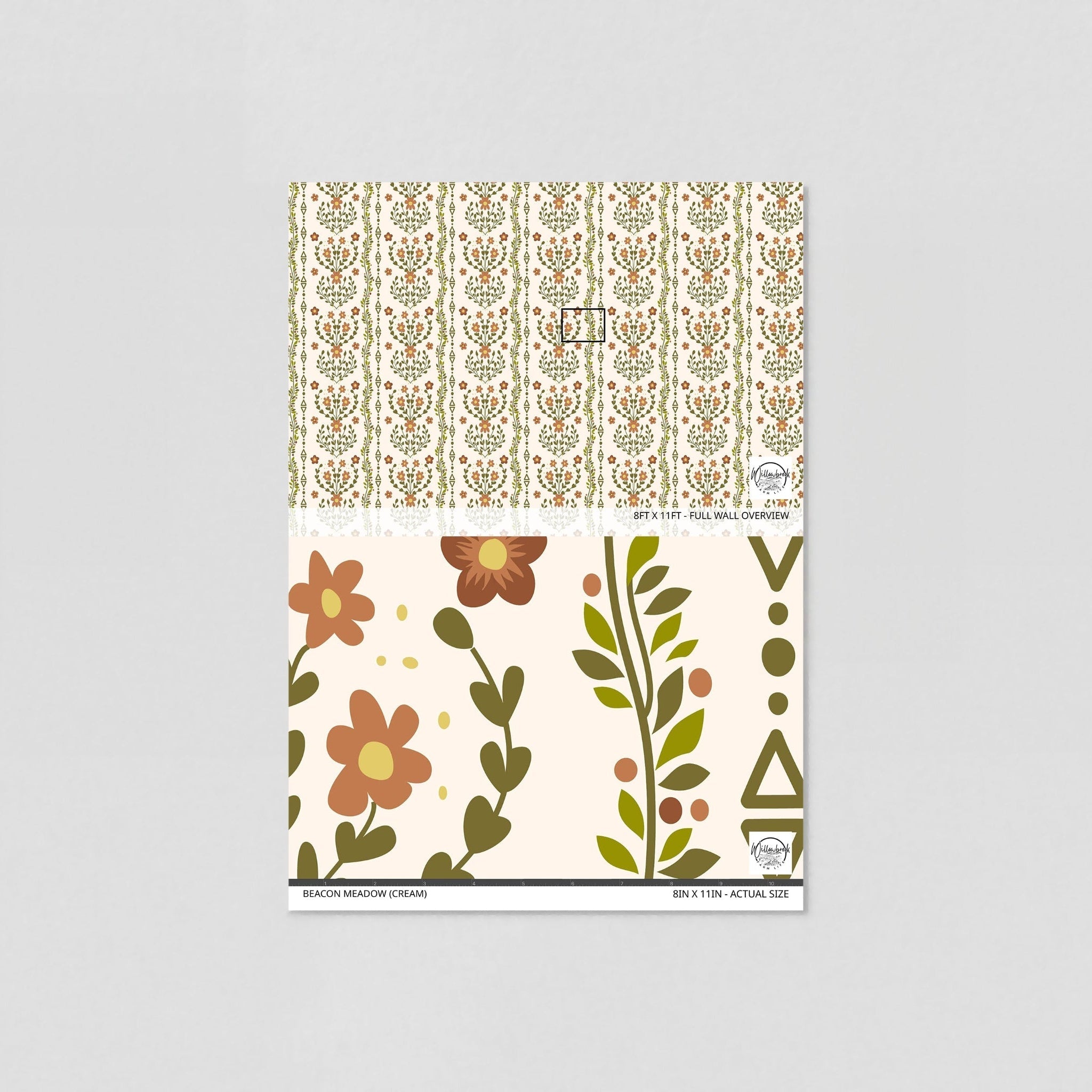 Beacon Meadow (Cream) Wallpaper - 8 FT H X 22 FT W Luxe Peel and Stick