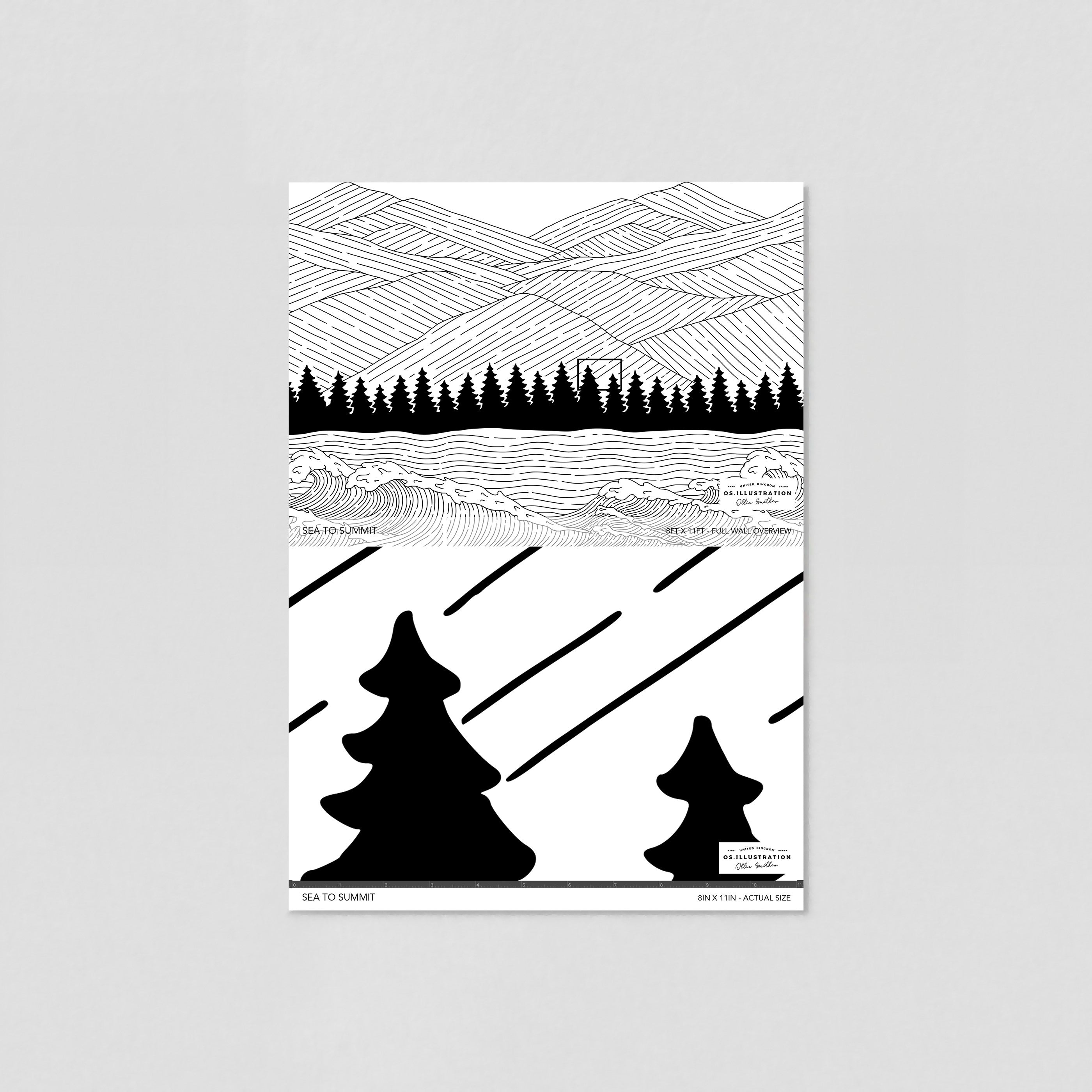 "Wall Blush Sea to Summit Wallpaper sample showcased on a plain wall, enhancing the room's ambiance."
