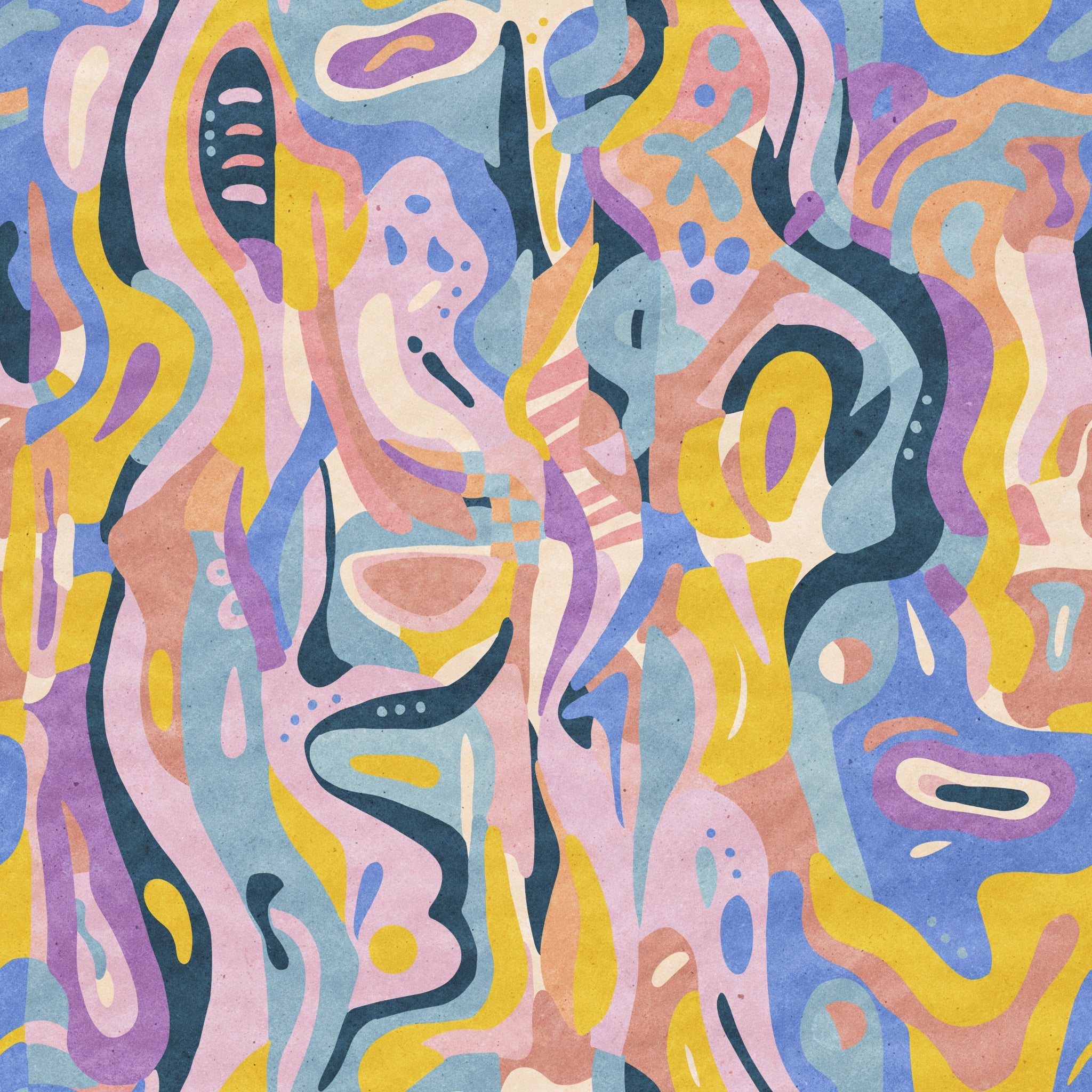 "Funky Town Wallpaper by Wall Blush in stylish living room with vibrant abstract design."