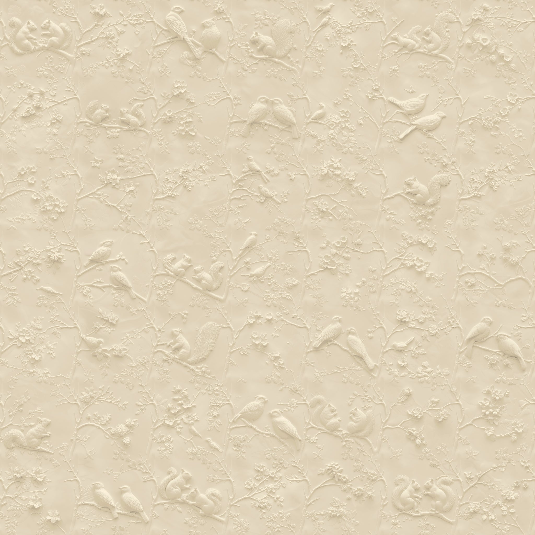 "Ivory Wallpaper by Wall Blush with elegant floral pattern featured in a modern living room setting."