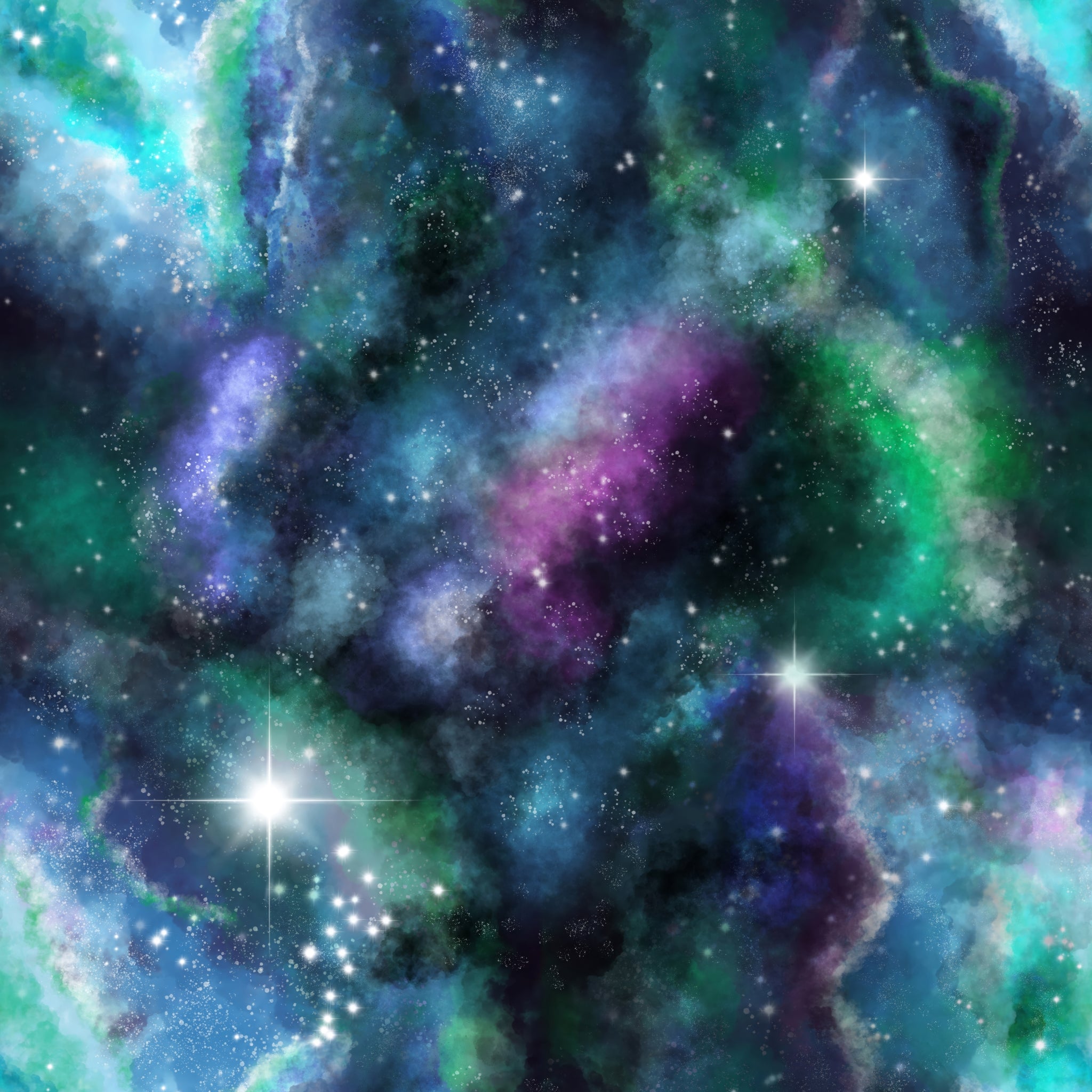 "Wall Blush Infinity Wallpaper adding cosmic elegance to a living room, highlighting the starry space theme."