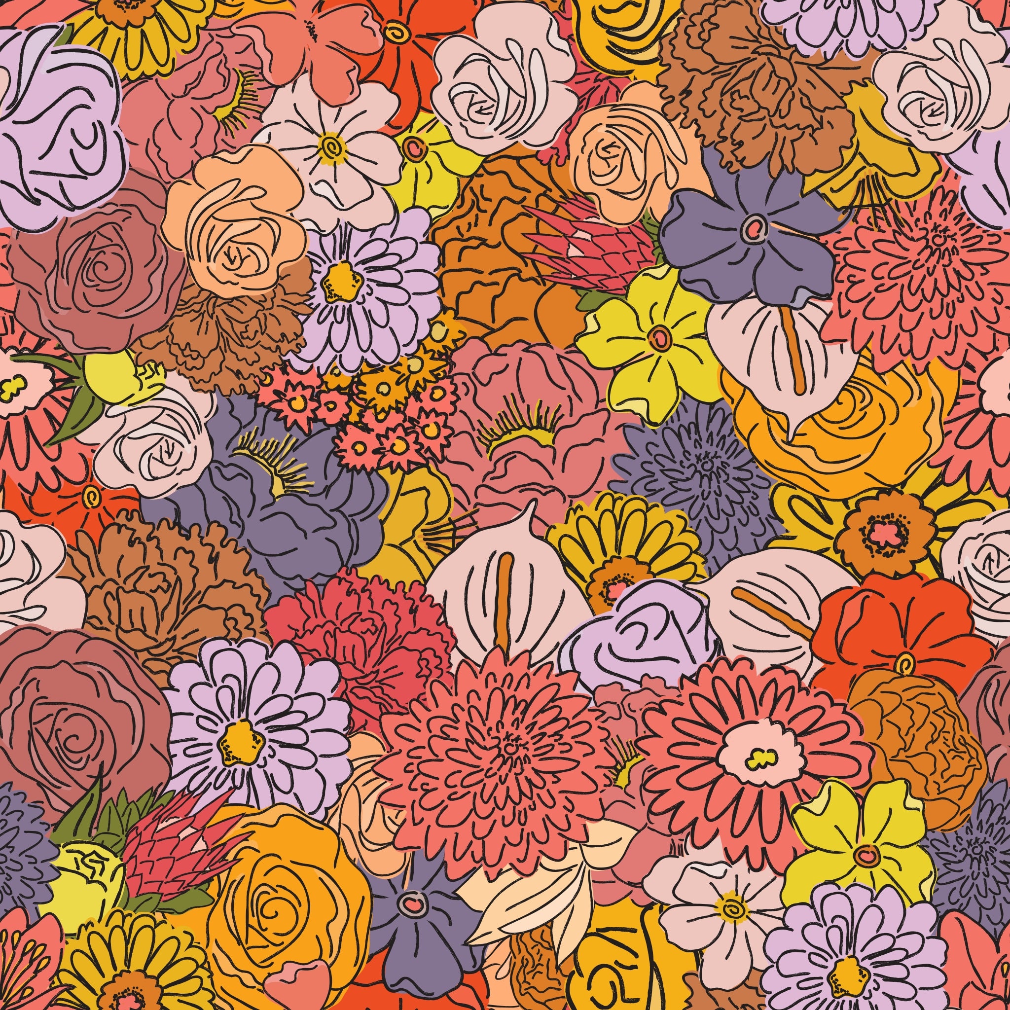 "Wall Blush Juno Wallpaper featuring vibrant floral patterns in a living room setting, perfect for home decor."
Please let me know if you need anything else.