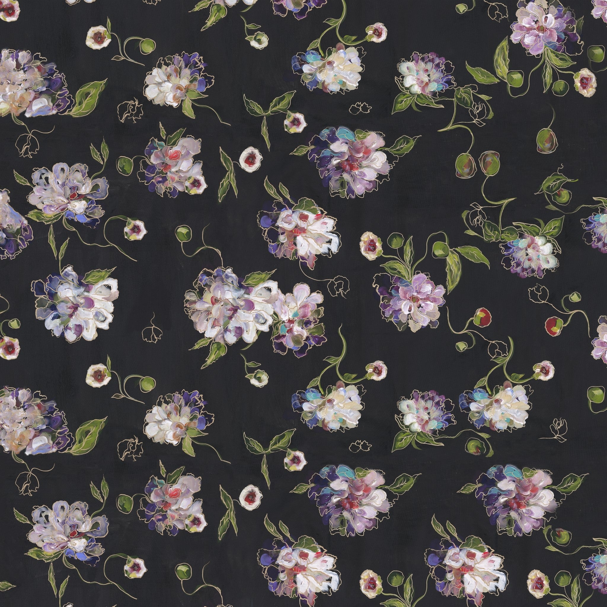 "Wall Blush brand Julie Wallpaper with floral pattern installed in a modern bedroom setting."