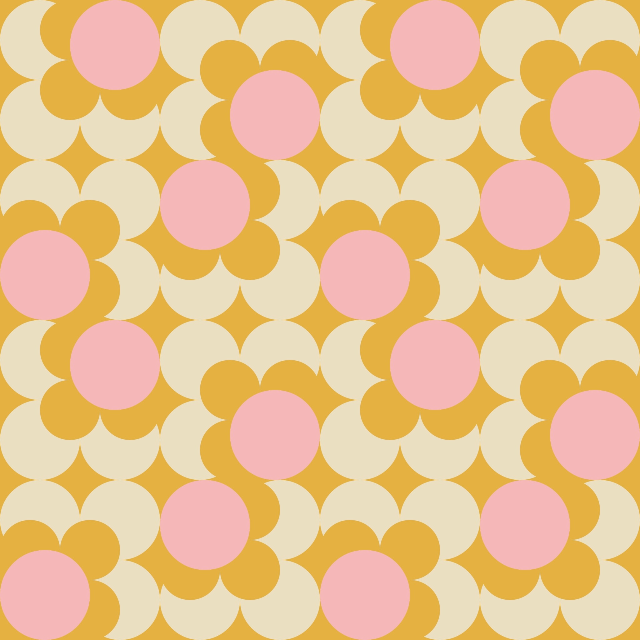 "Wall Blush Good Day Sunshine Wallpaper with yellow and pink pattern in a modern living room."