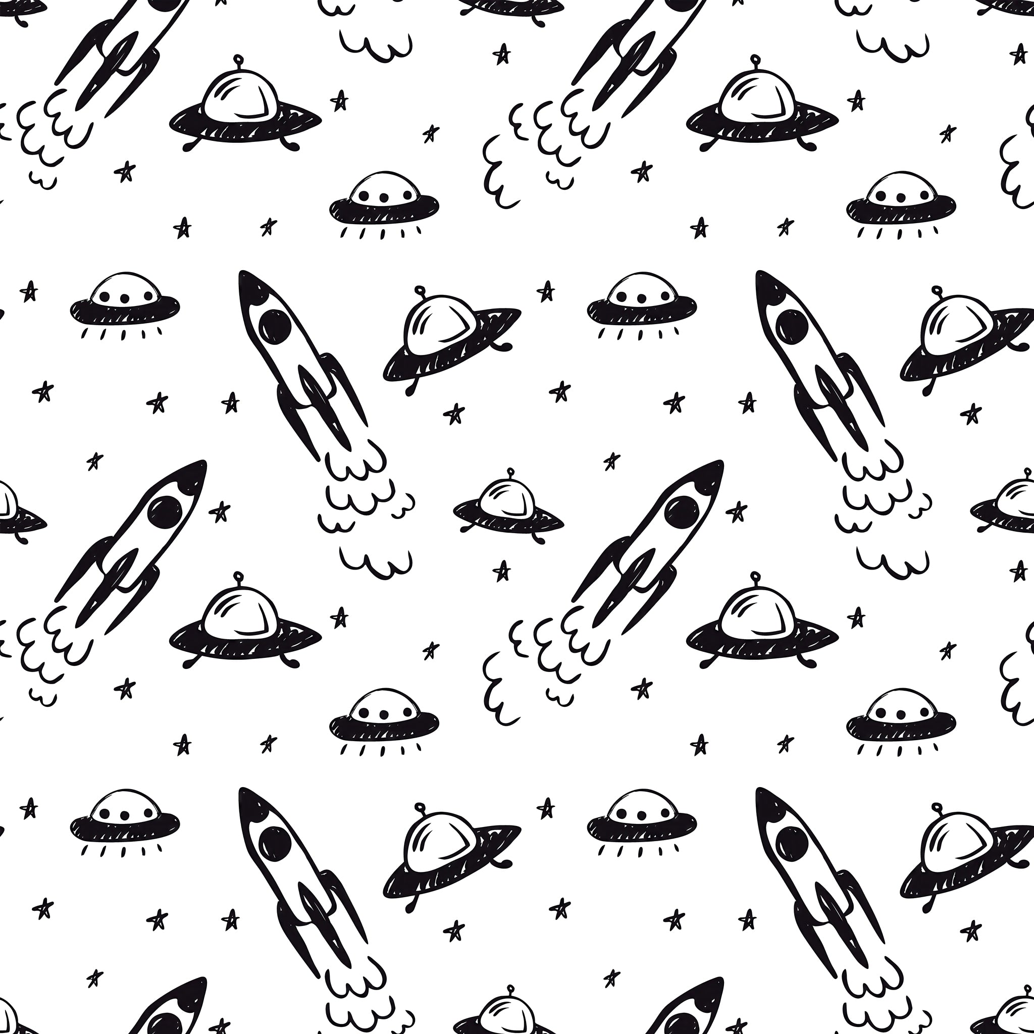 Alt: "Wall Blush Cosmo Wallpaper featuring a playful space pattern in a kid's bedroom focal wall."