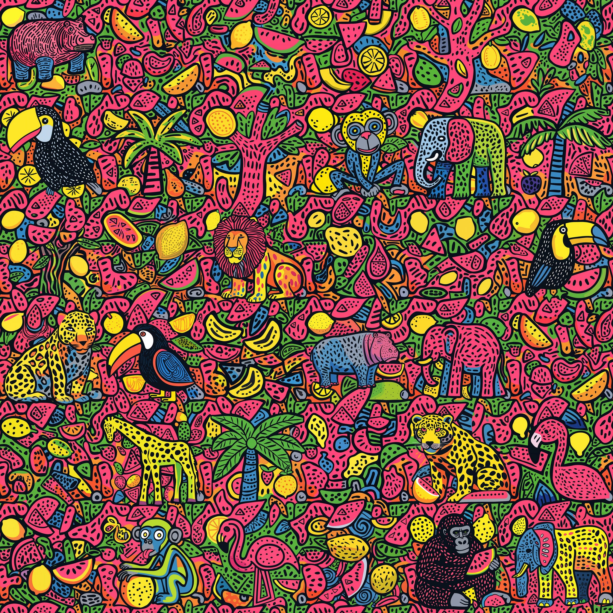 Neon Safari Wallpaper