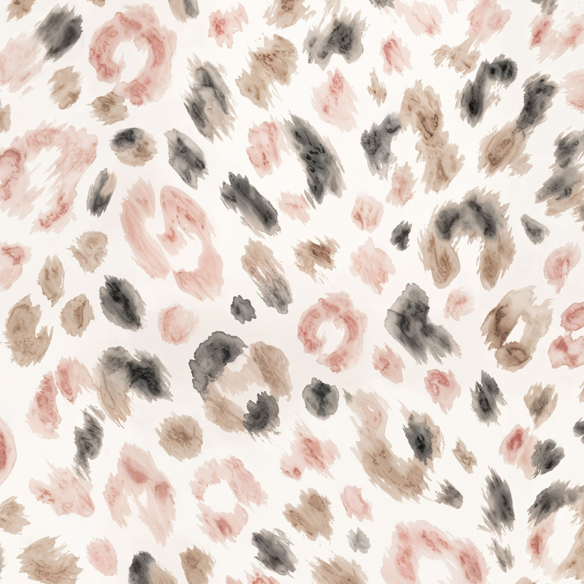 Soft cheetah print wallpaper in muted browns, blushes, and charcoals with watercolor effect.