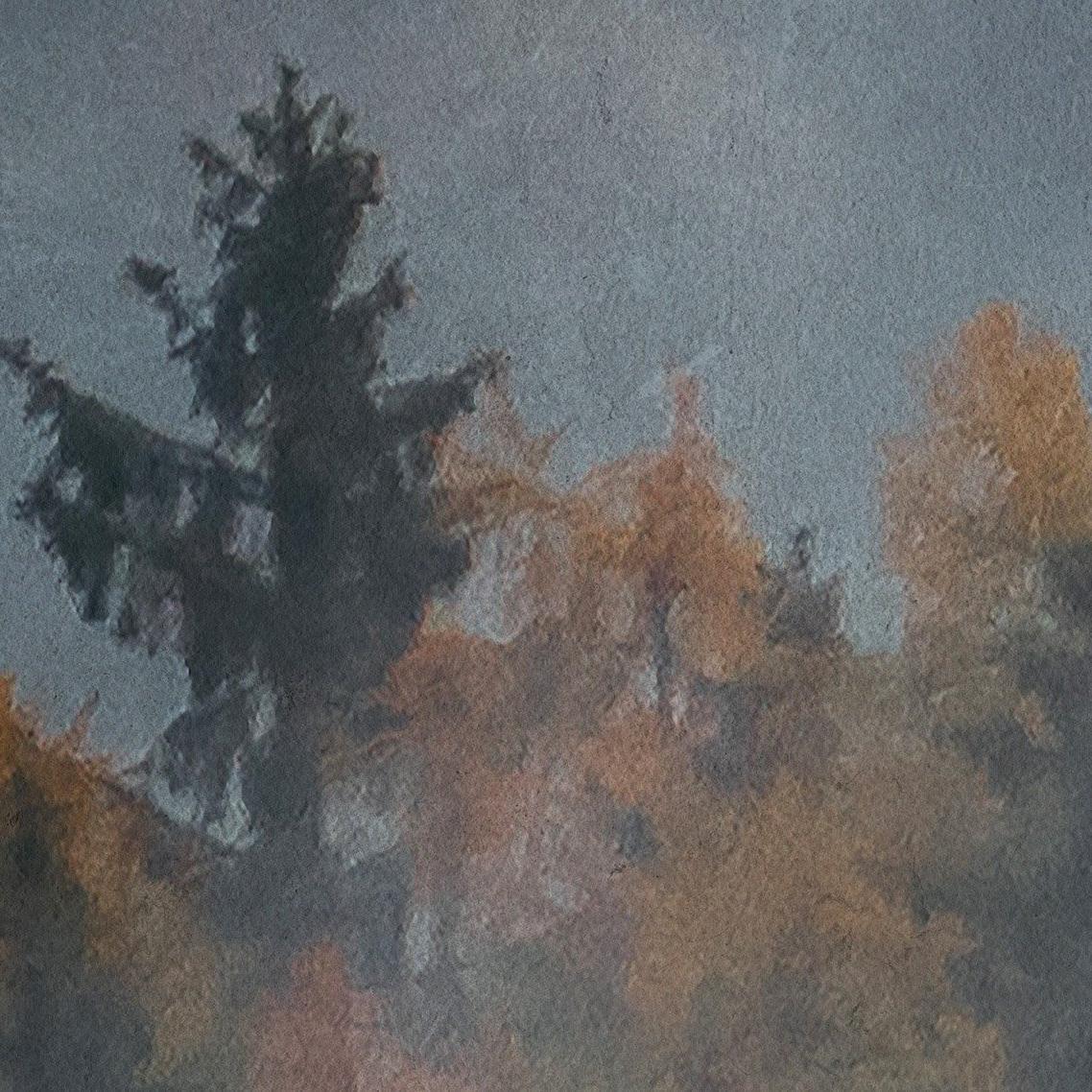 Mystic Wallpaper by Wall Blush SG02 featuring an autumnal forest scene in a living room setting.