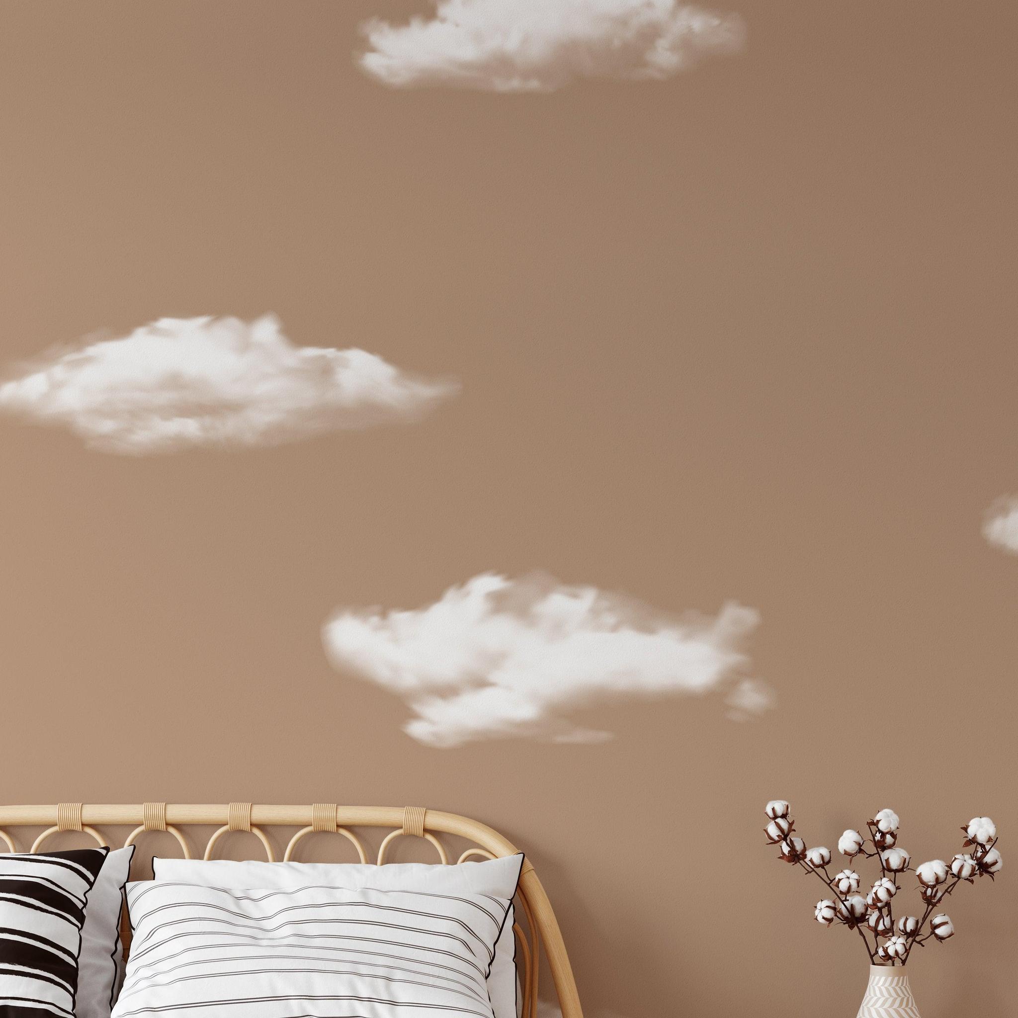 Cloud 9 Wallpaper from The Kail Lowry Line in a stylish bedroom focused on the elegant wall design.