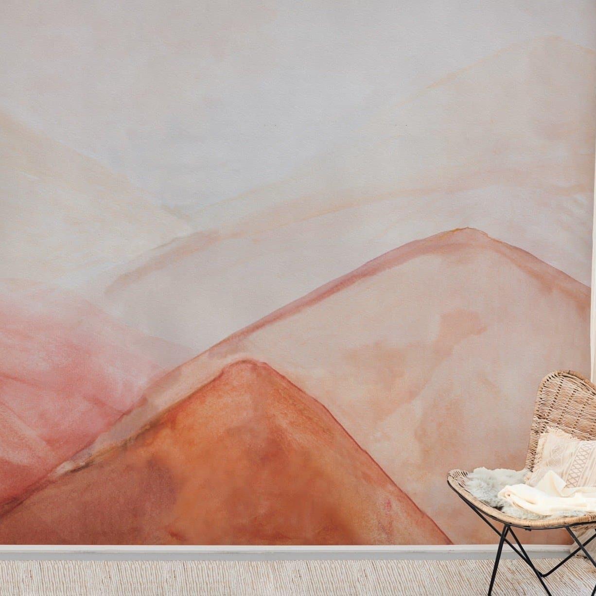 Unruly Wallpaper from The Minty Line, featuring abstract design in a modern living room setting with focus on the wall decor.