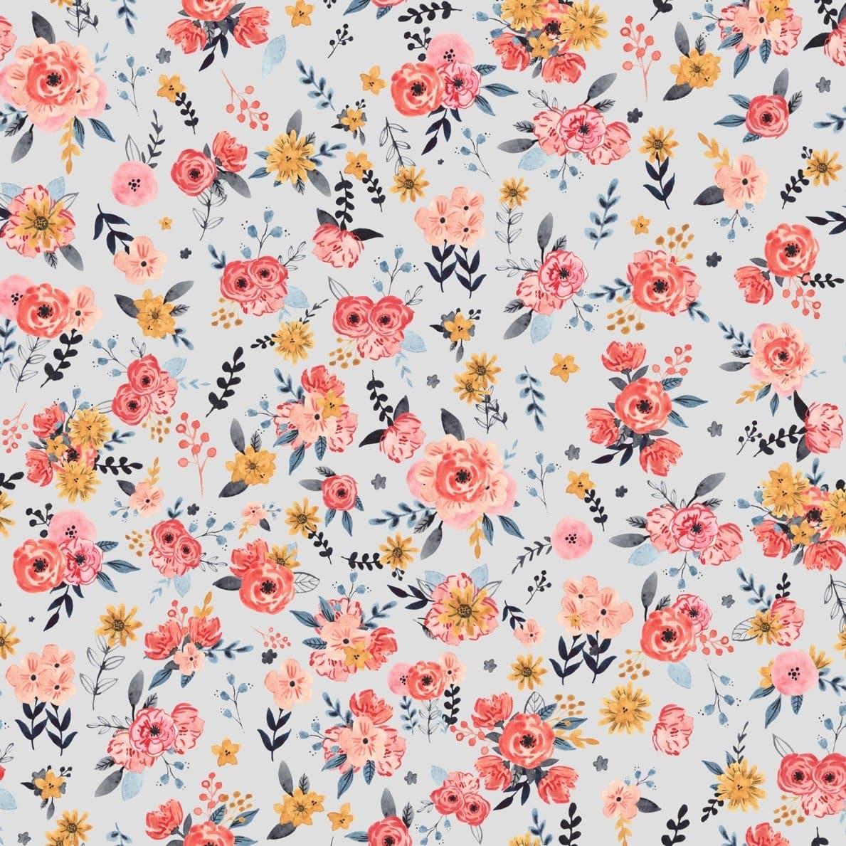 In Bloom (Silver) Wallpaper by Wall Blush featuring floral design in a stylish living room setting.