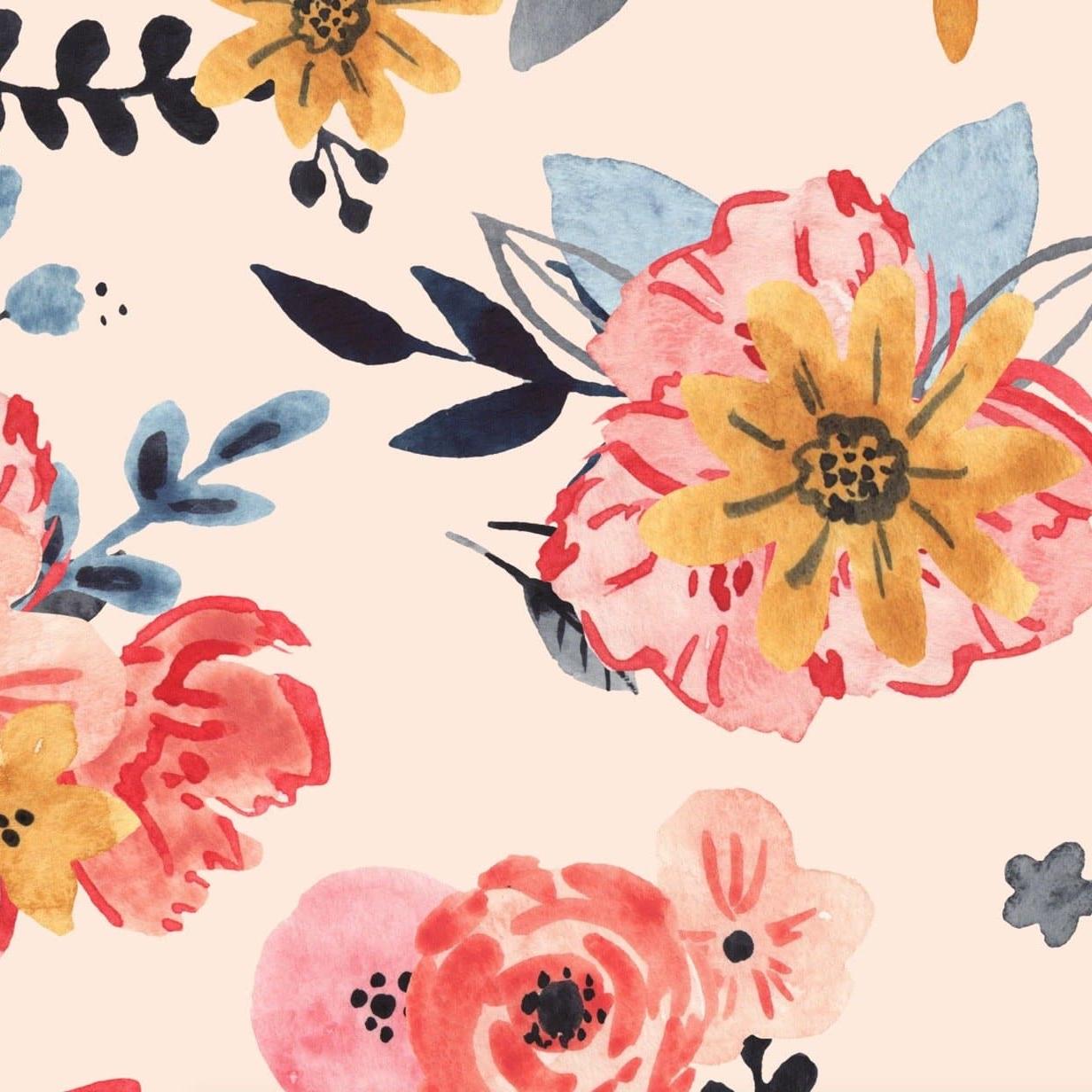 Wall Blush 'In Bloom (Blush)' Wallpaper enhancing bedroom decor with floral design focus