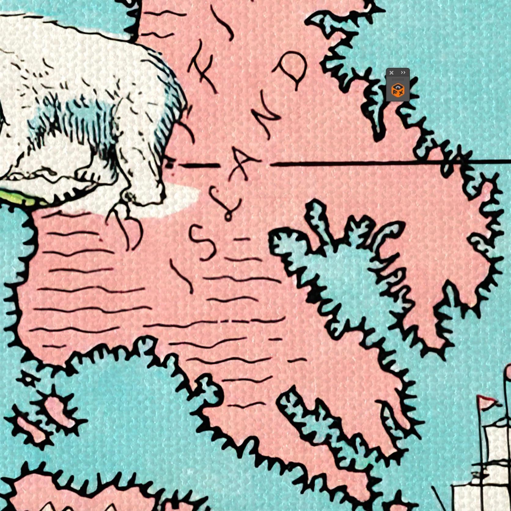 Alt text: Dudley's World Wallpaper by Wall Blush on feature wall in a stylish study room, highlighting intricate design detail.