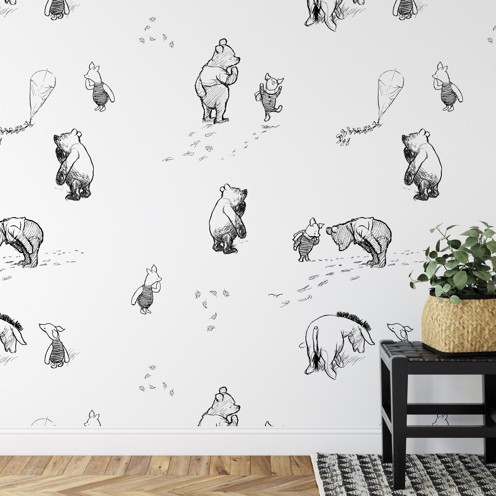 Winnie Wallpaper by Wall Blush SM01 featured in a stylish living room setting, highlighting the playful design.