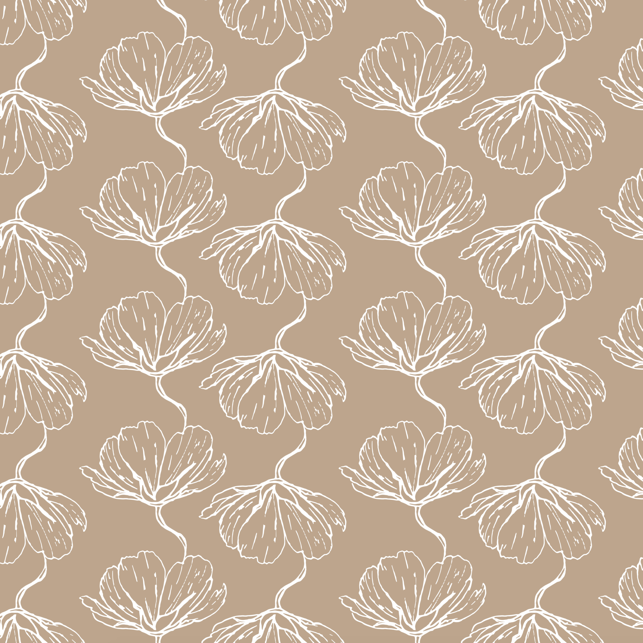 Bloom Wallpaper by The Minty Line featured in a modern living room, showcasing elegant floral patterns.