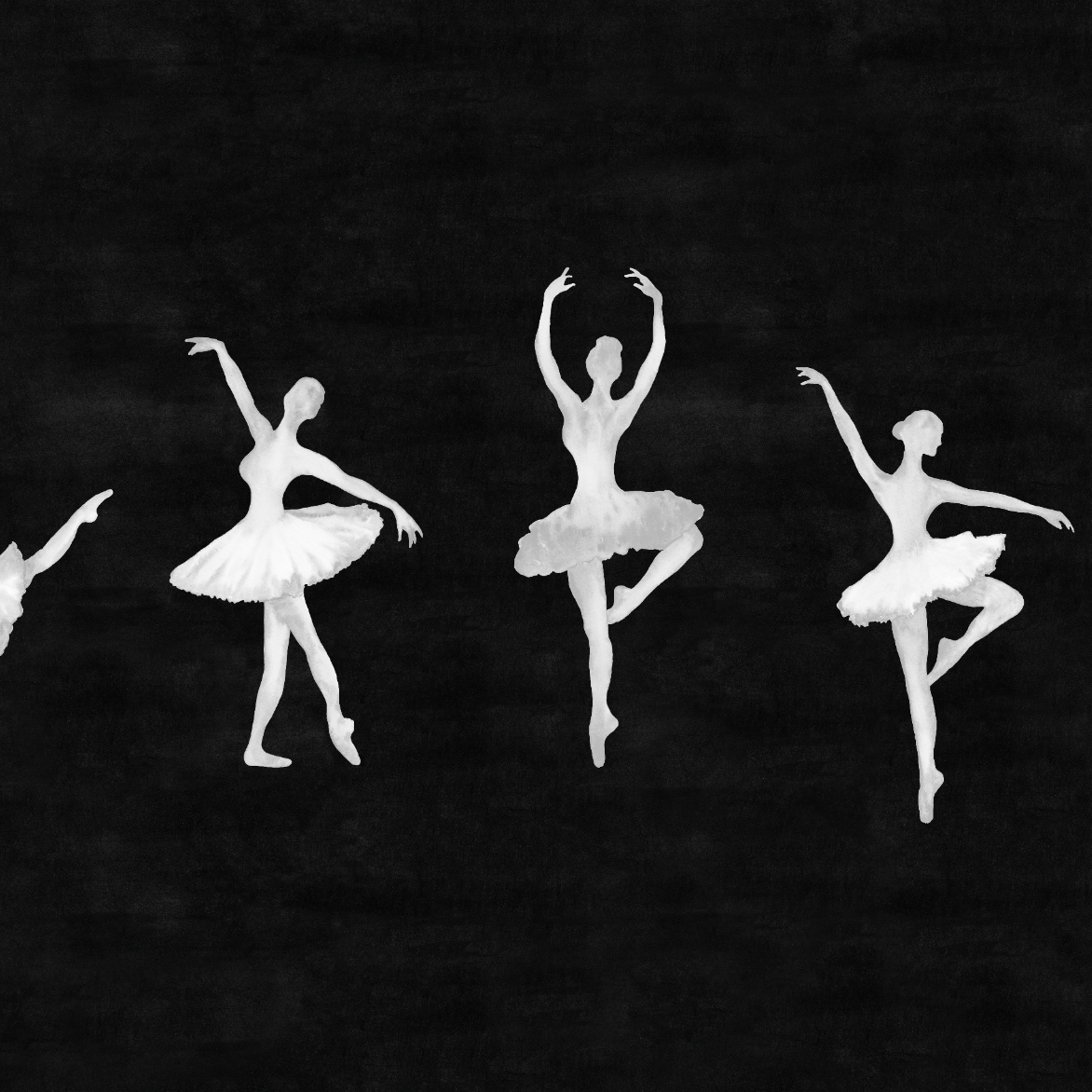 Attitude (Mural Edition) Wallpaper by Wall Blush in a chic bedroom setting, showcasing ballet dancer silhouettes.