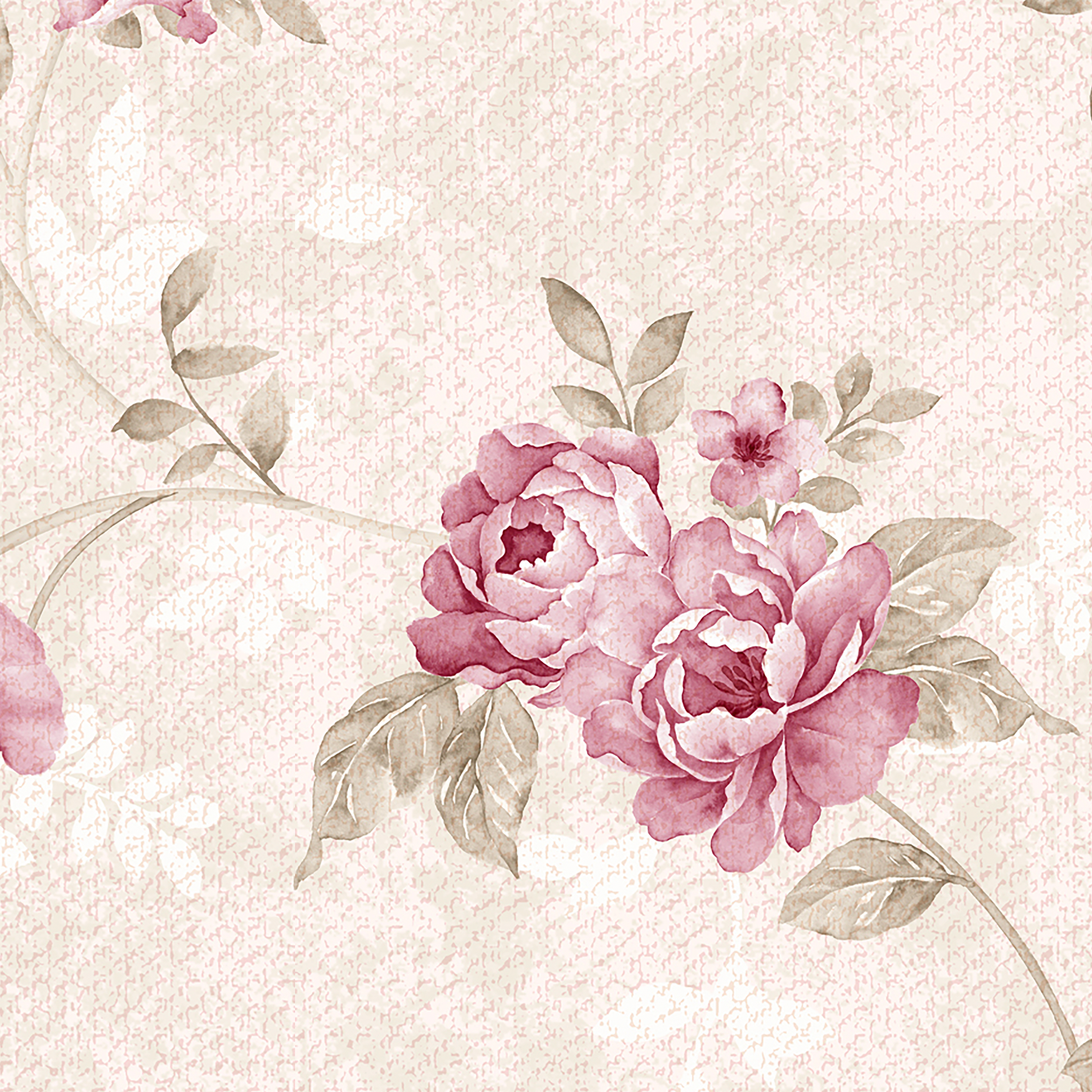 Alt: Elegant Coco's Cottage Wallpaper from The 7th Haven Interiors Line, featuring a floral pattern in a living room setting.