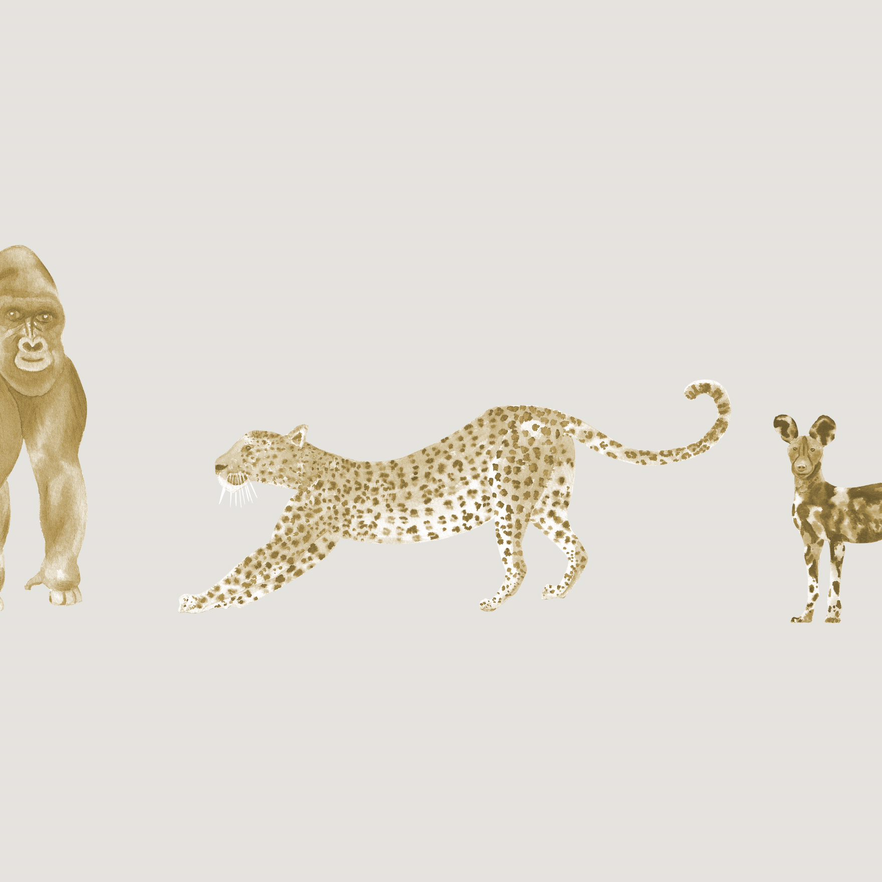 Wall Blush's Wild Child Wallpaper with animal motifs in a nursery room, showcasing neutral tones and playful design.