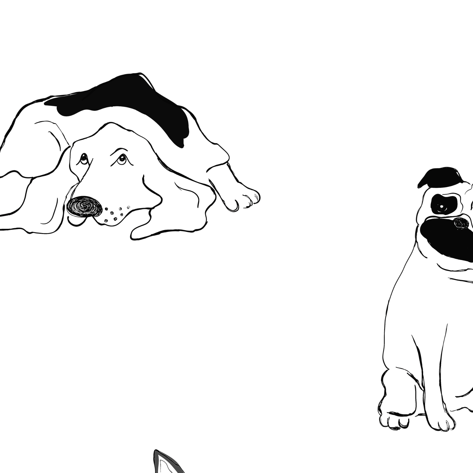 Wall Blush's Puppy Love Wallpaper in a modern living room, featuring playful dog illustrations, main focus on decor.
