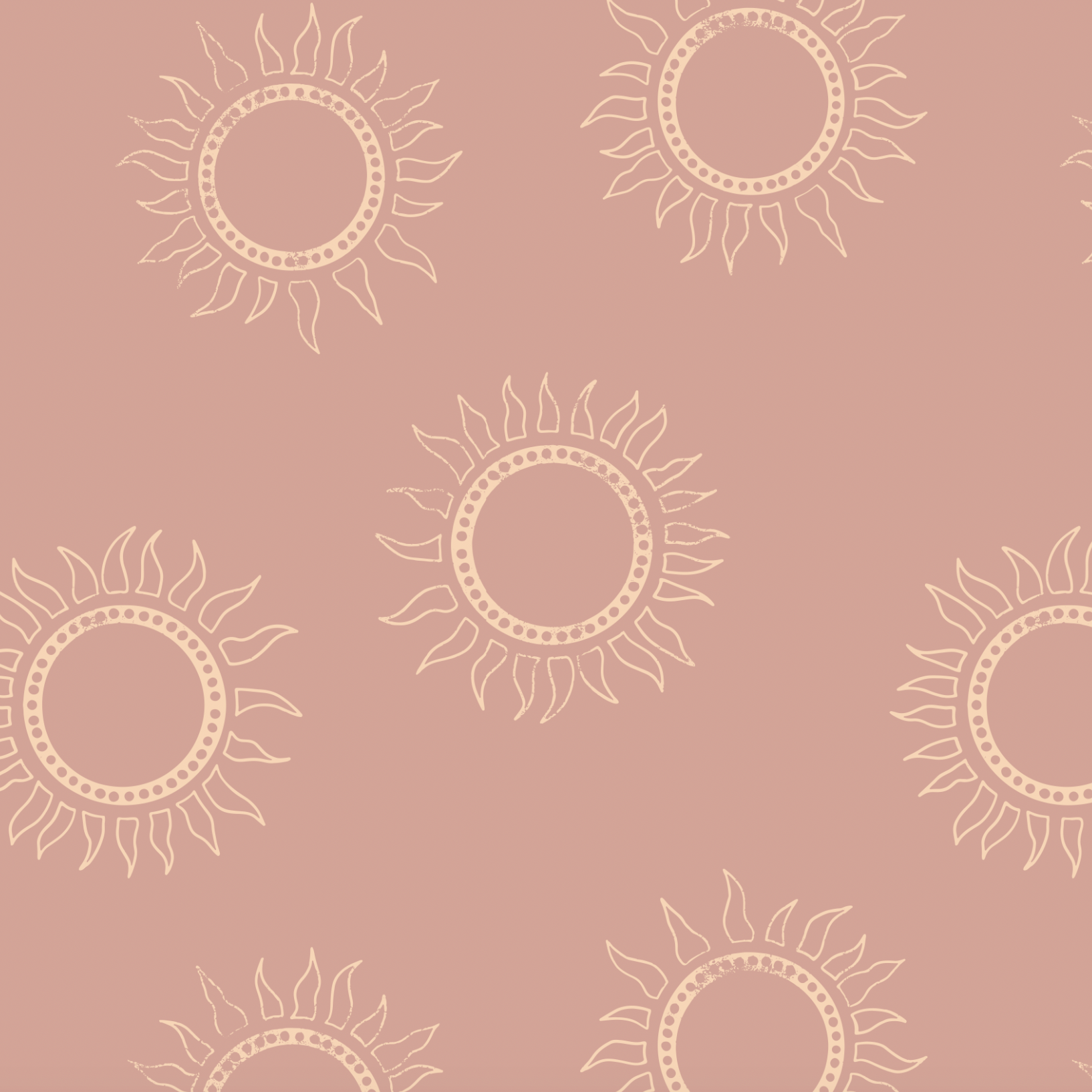 Wall Blush's Sun Kissed Wallpaper featuring sun motifs, ideal for a cozy living room ambiance.