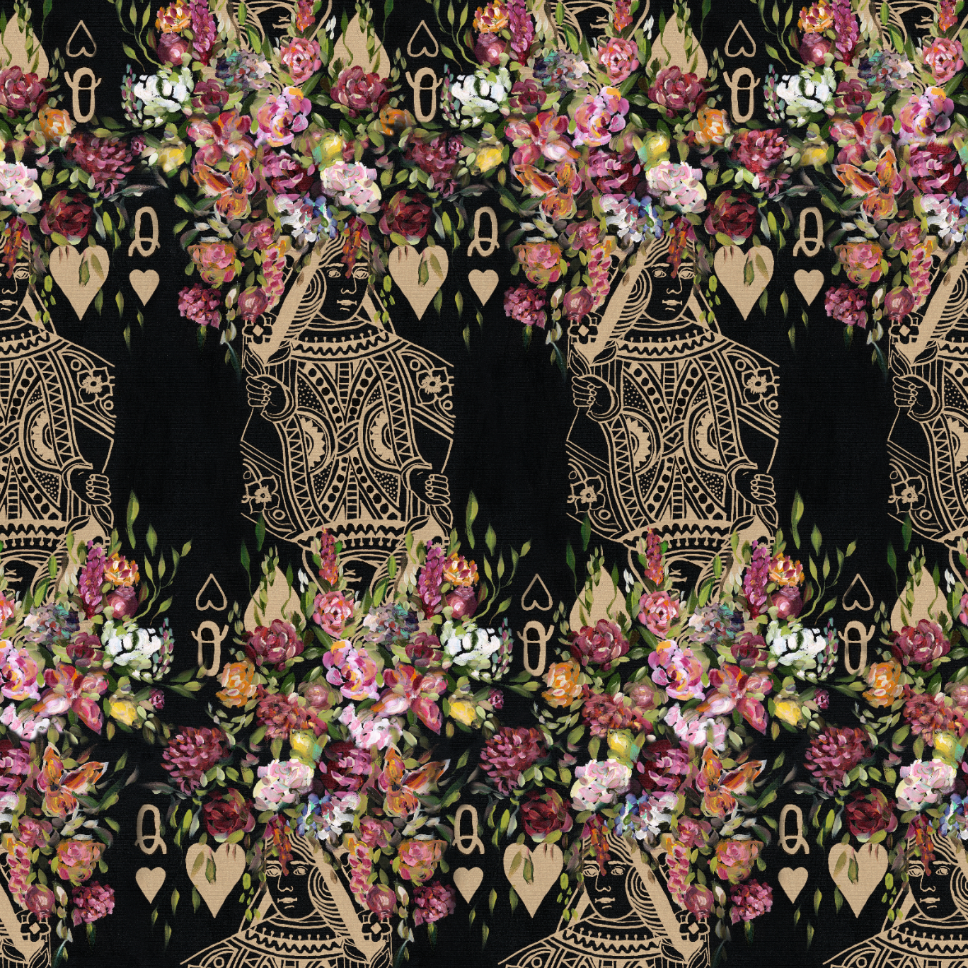 Solitaire Wallpaper by The Katie Small Line featuring elegant floral design in a living space setting, with a focus on the wall's texture.