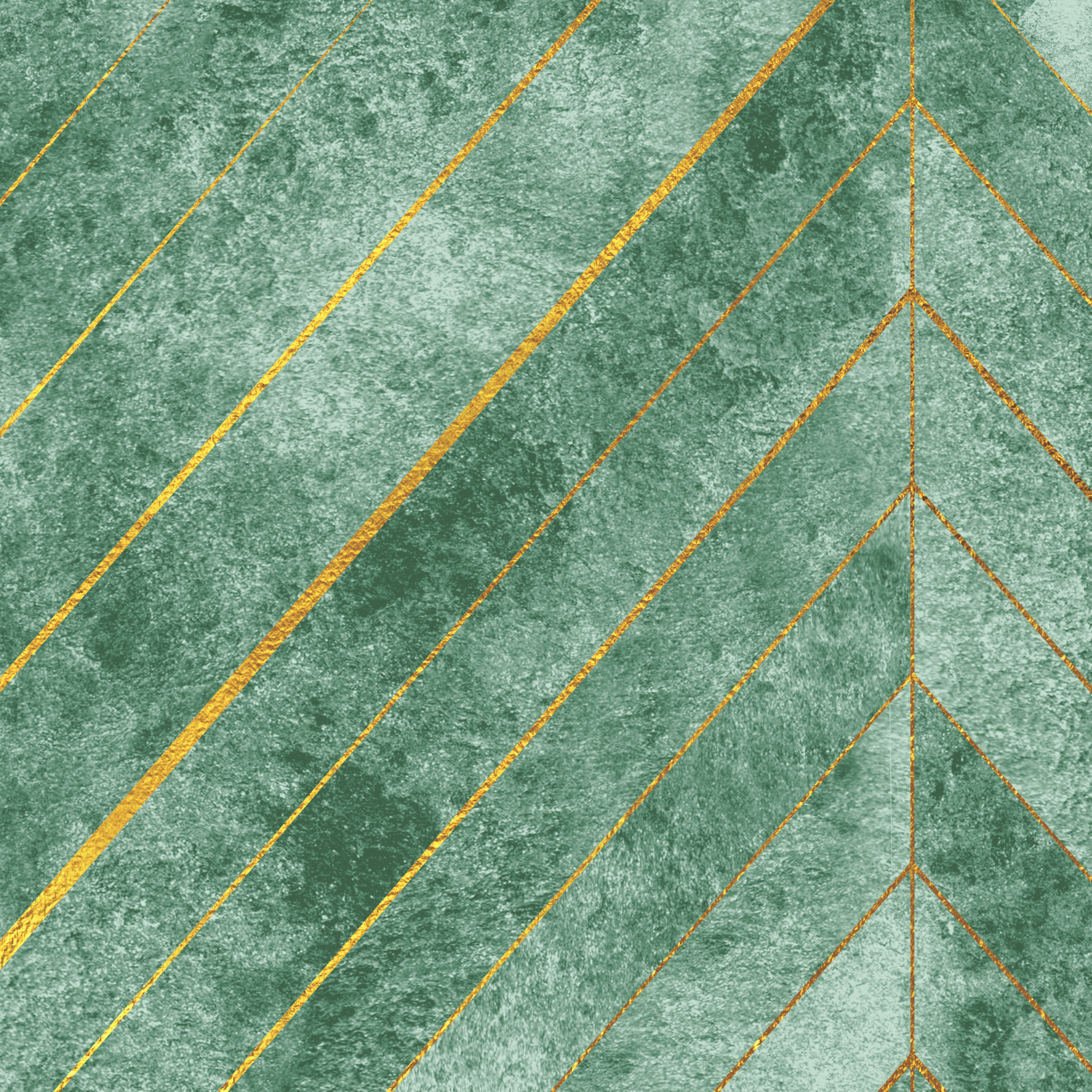 Gemini Wallpaper from The Clements Crew Line in a modern living room, green with gold accents.