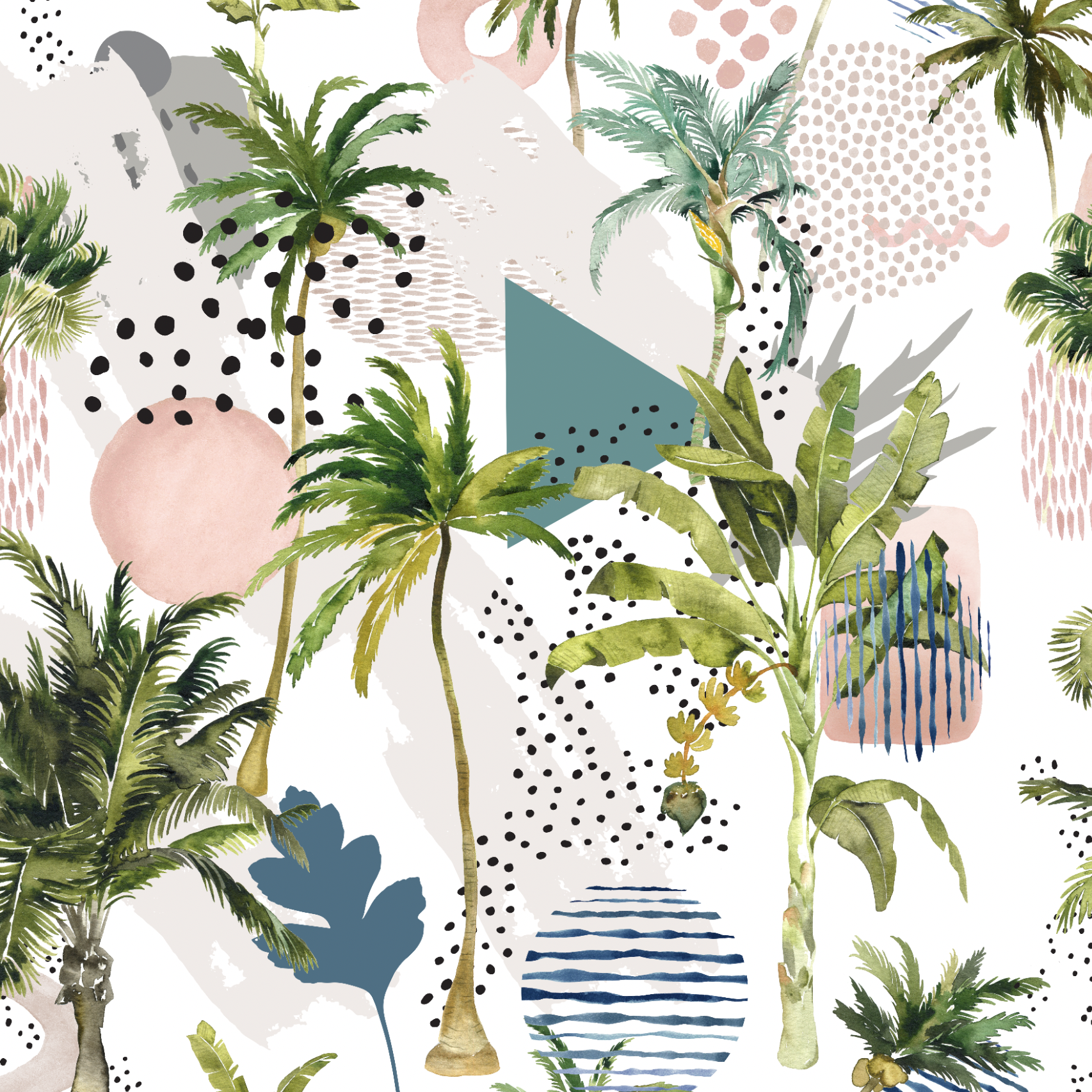 Paradise Wallpaper by The Clements Crew Line, tropical design for modern living room walls