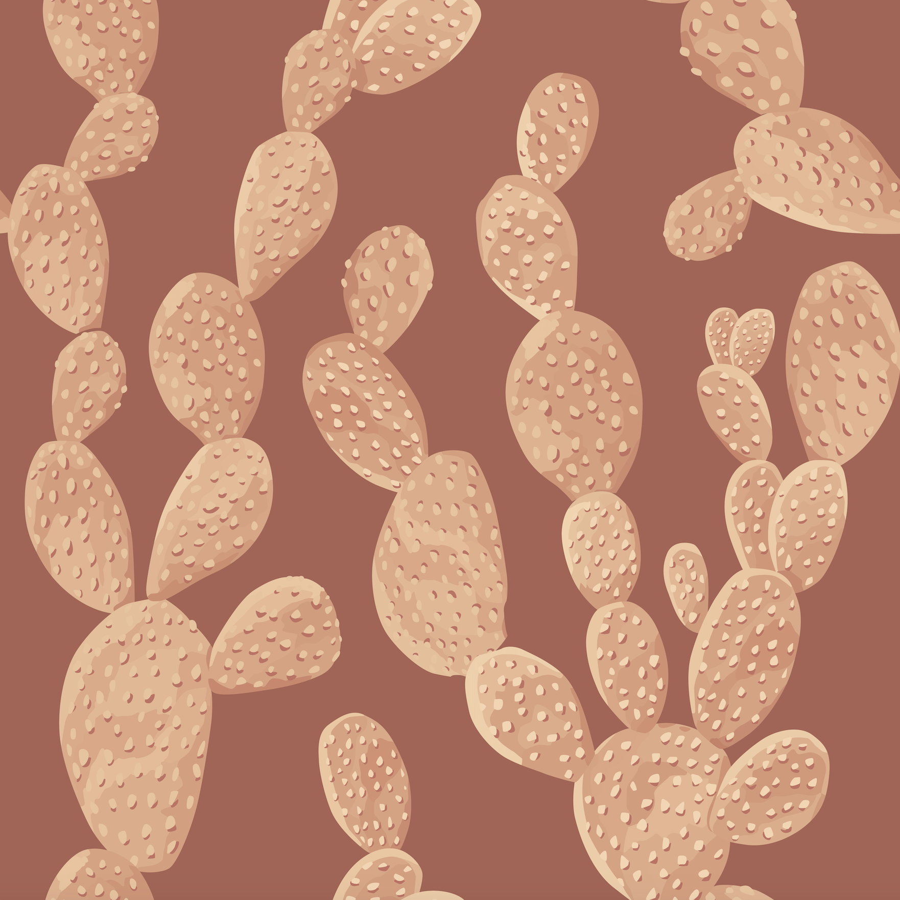 Alt: Wall Blush's Desert Revival Wallpaper in a cozy bedroom focusing on the stylish cactus pattern.