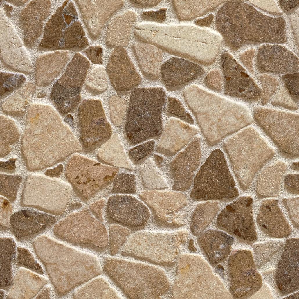 Textured The Abbey Wallpaper by Wall Blush AW01 installed in a cozy living room, showcasing elegant stone pattern focus.