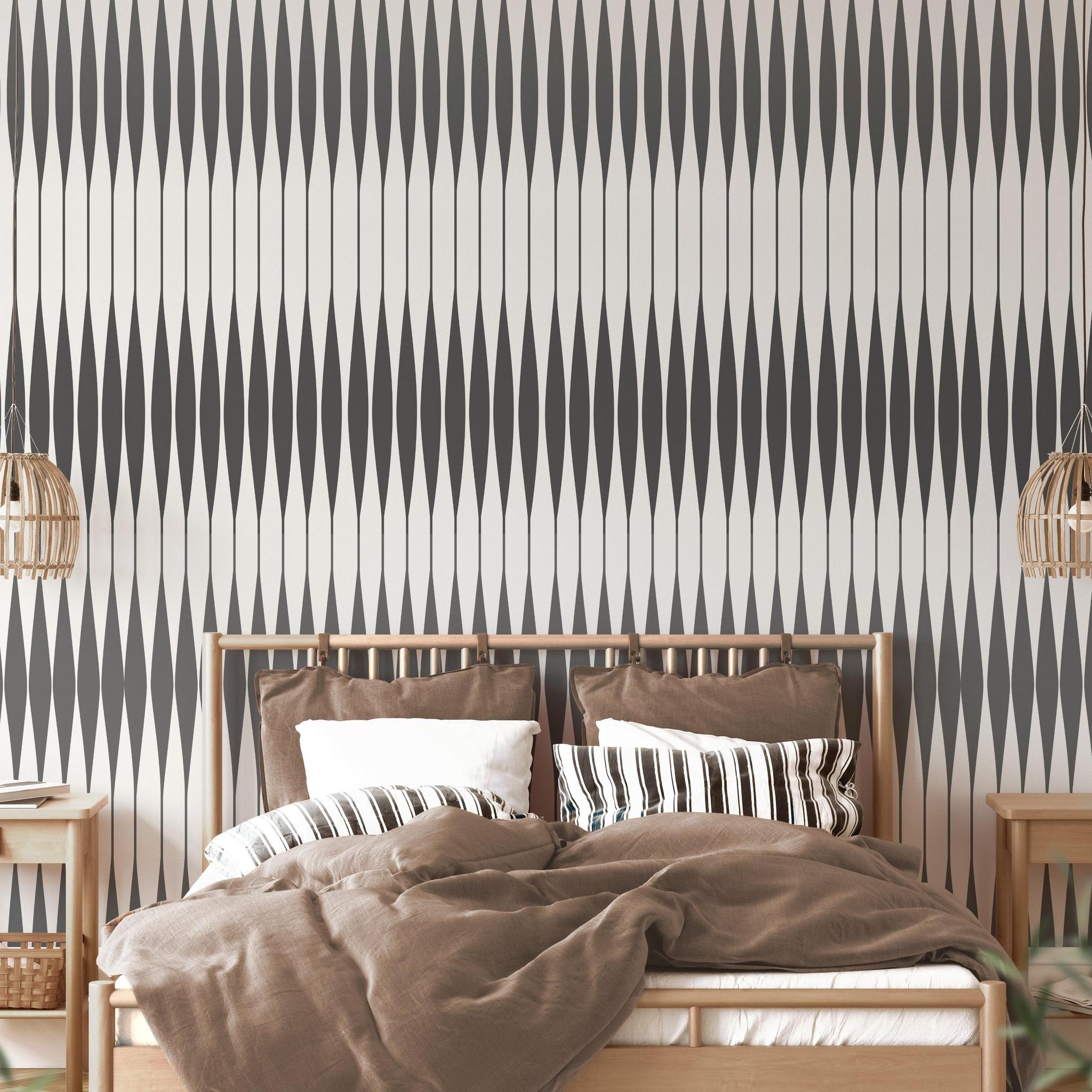 Thats My Opinion Wallpaper from The Tamra Judge Line in a stylish bedroom, showcasing elegant wall patterns.